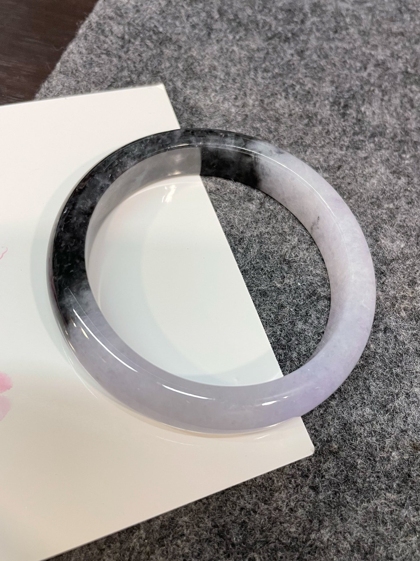 White With Black Jade Bangle | 56mm (NJBA173)