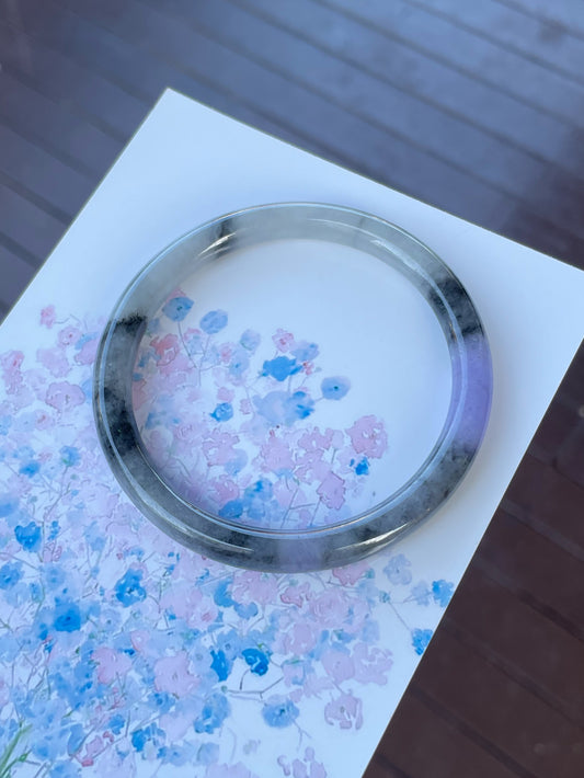 Black With Lavender Jade Bangle | 59mm (NJBA175)