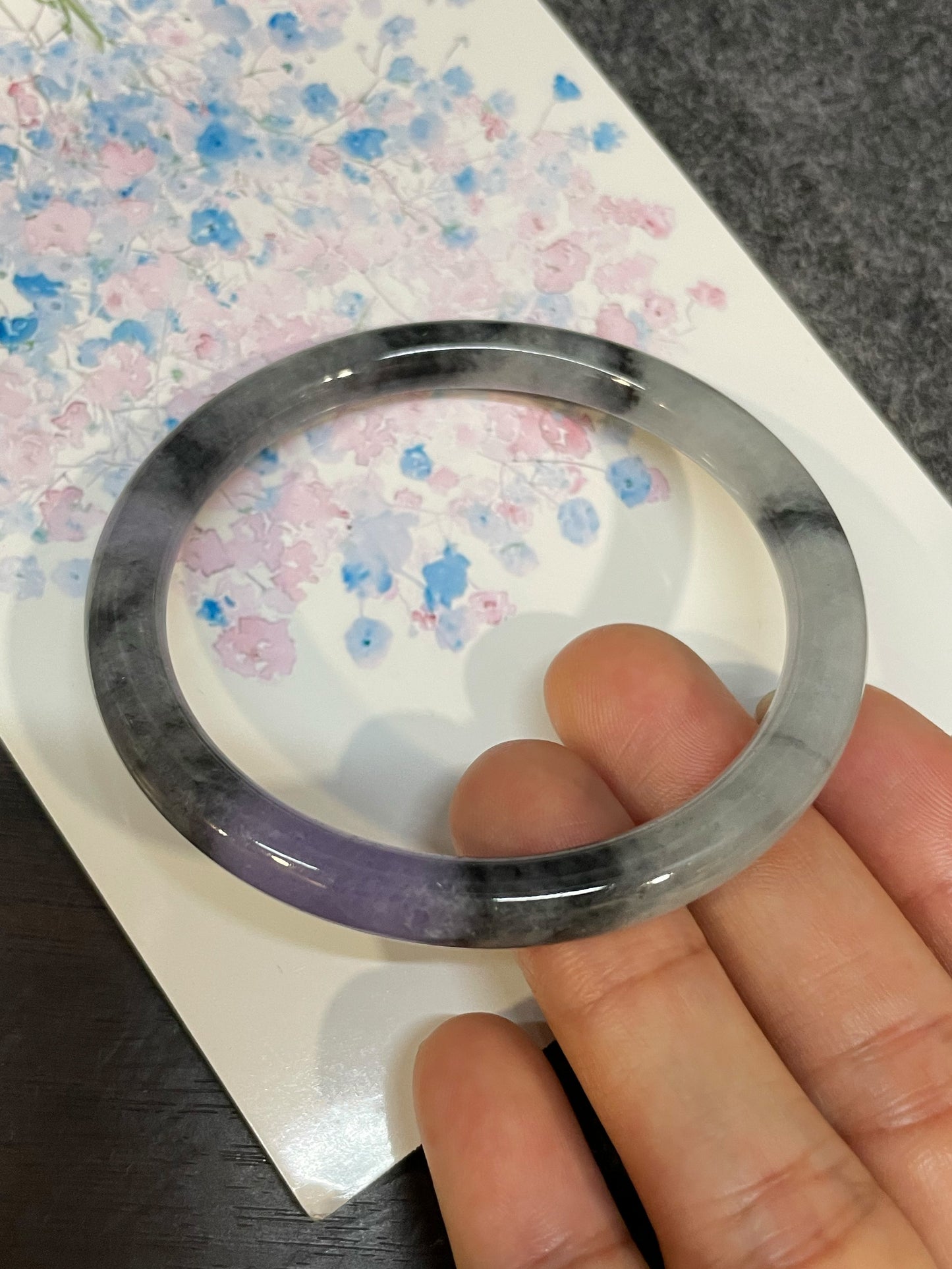 Black With Lavender Jade Bangle | 59mm (NJBA175)