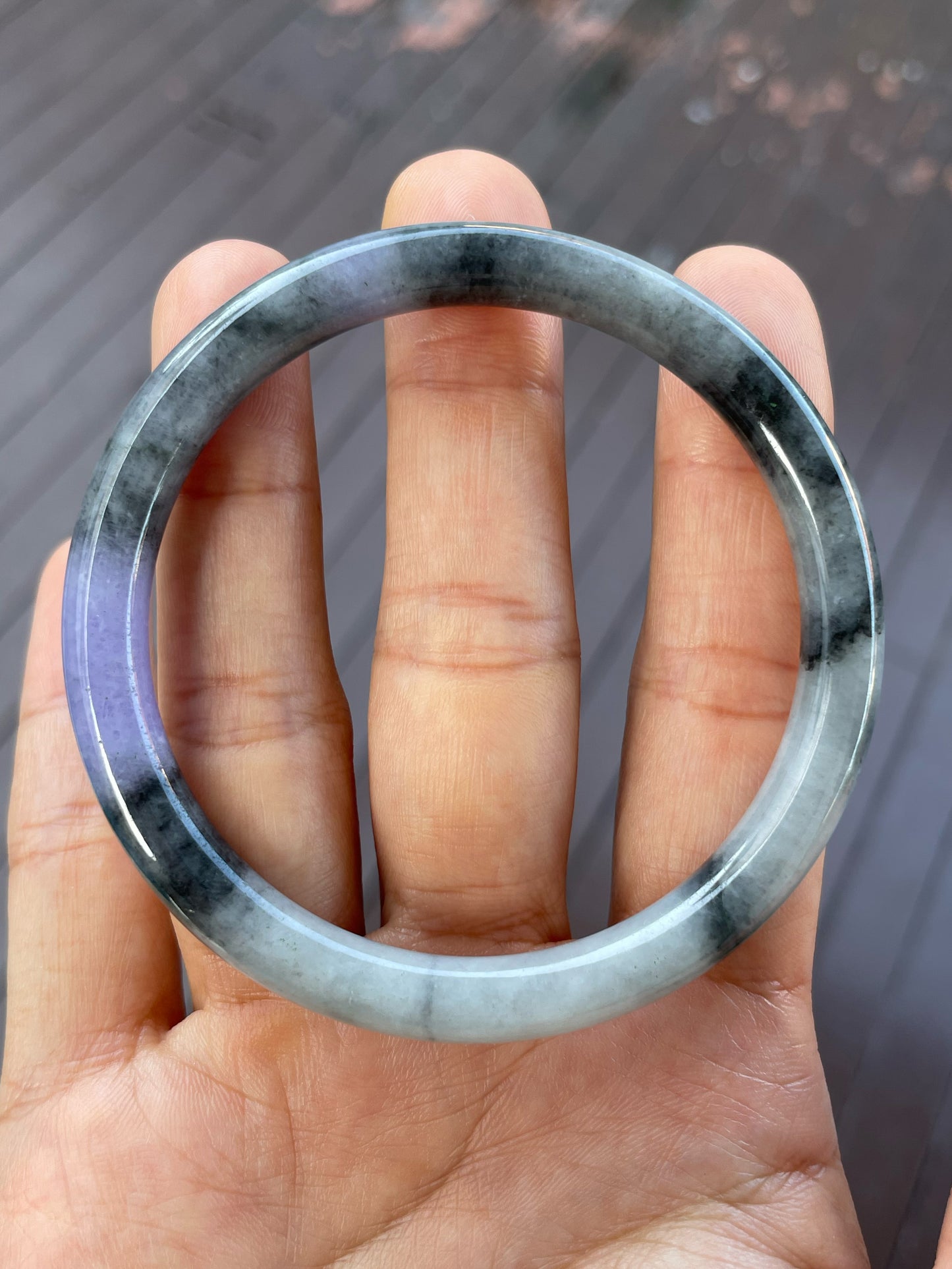 Black With Lavender Jade Bangle | 59mm (NJBA175)