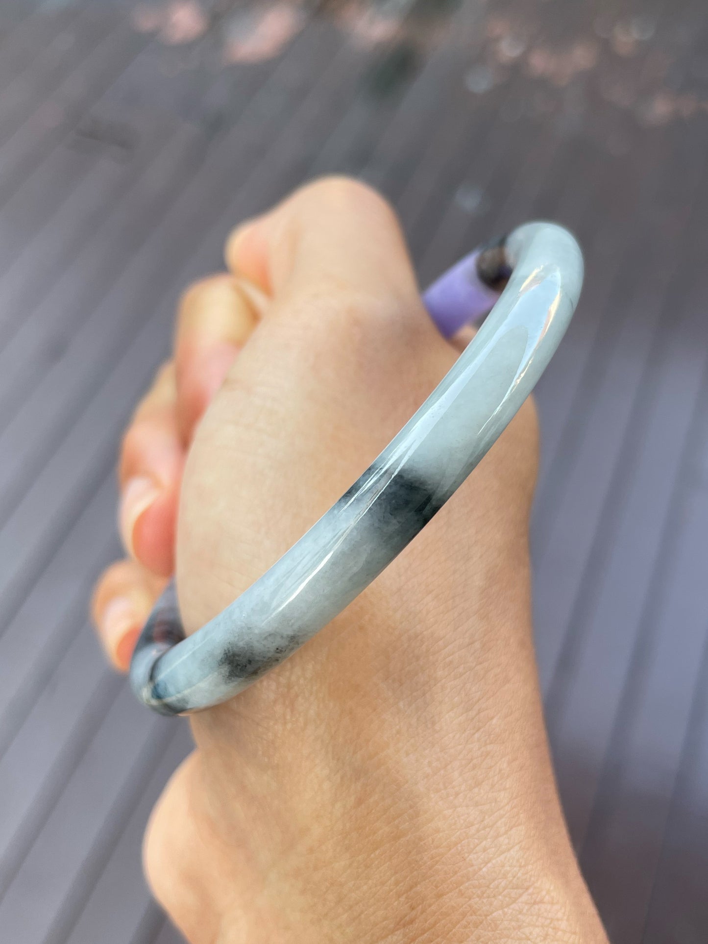 Black With Lavender Jade Bangle | 59mm (NJBA175)