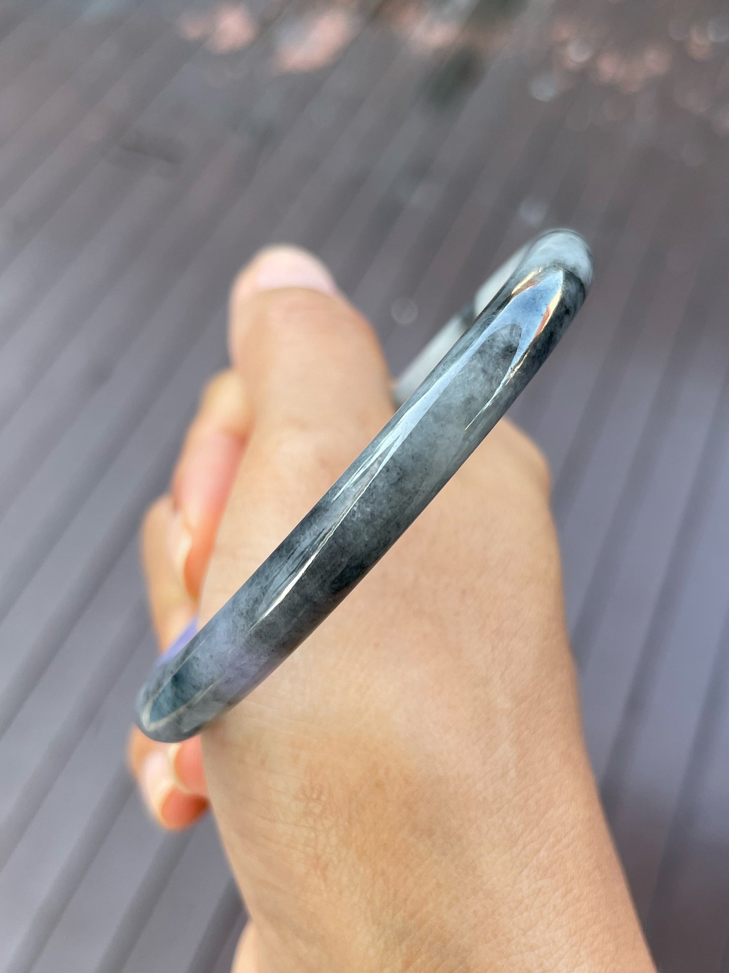 Black With Lavender Jade Bangle | 59mm (NJBA175)