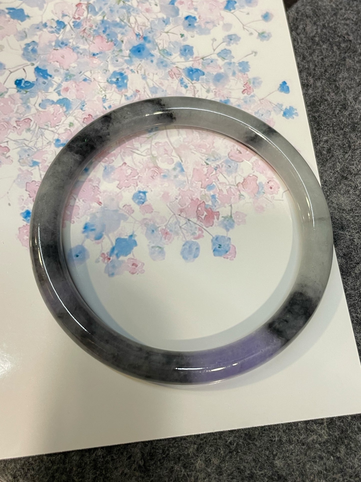 Black With Lavender Jade Bangle | 59mm (NJBA175)