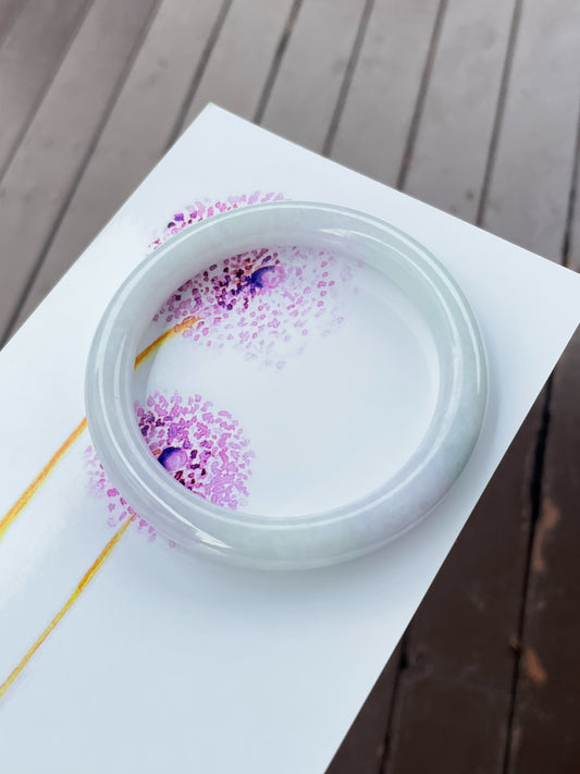 White Jadeite Bangle | 61mm (NJBA176)