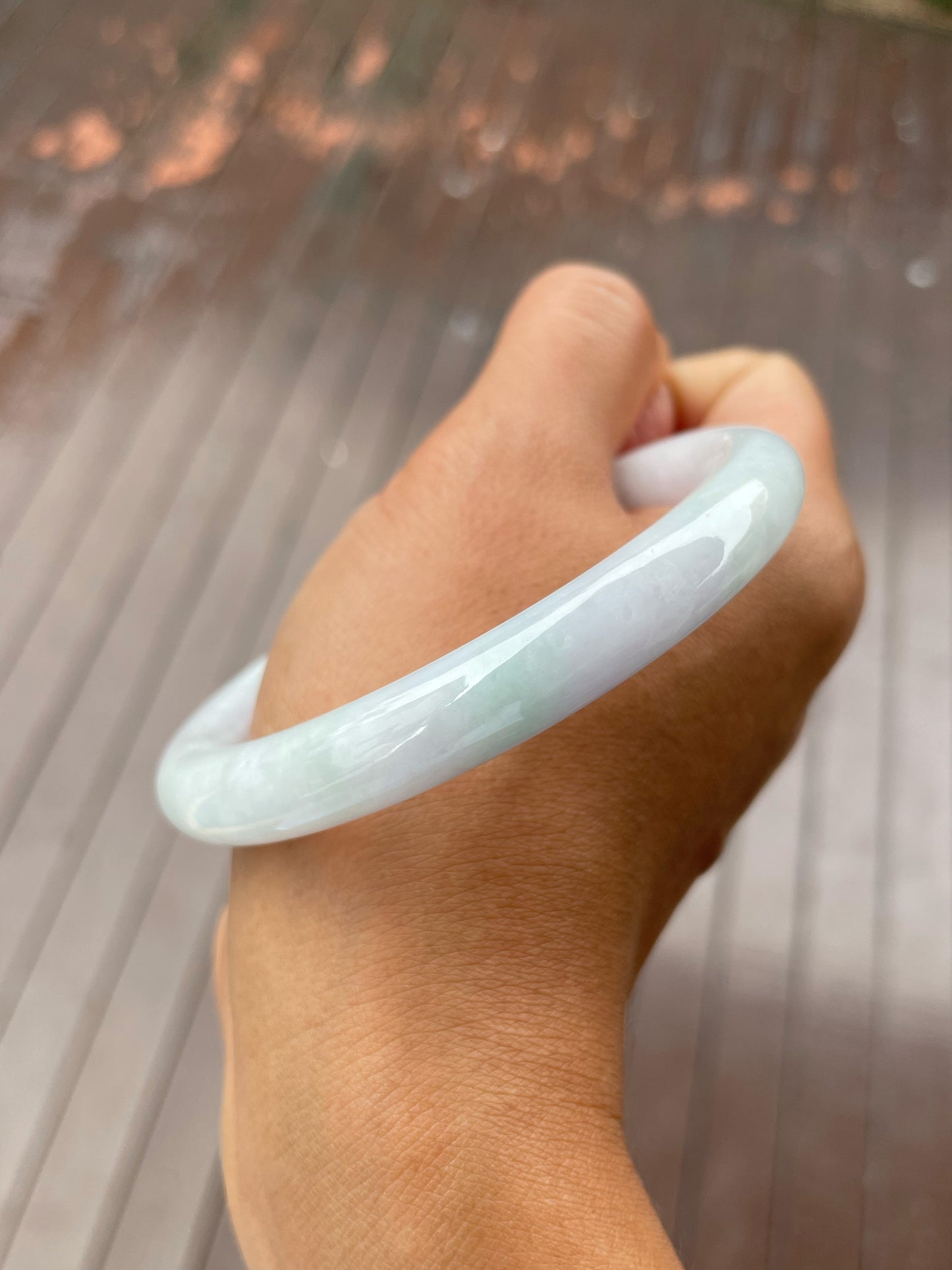 White Jadeite Bangle | 61mm (NJBA176)
