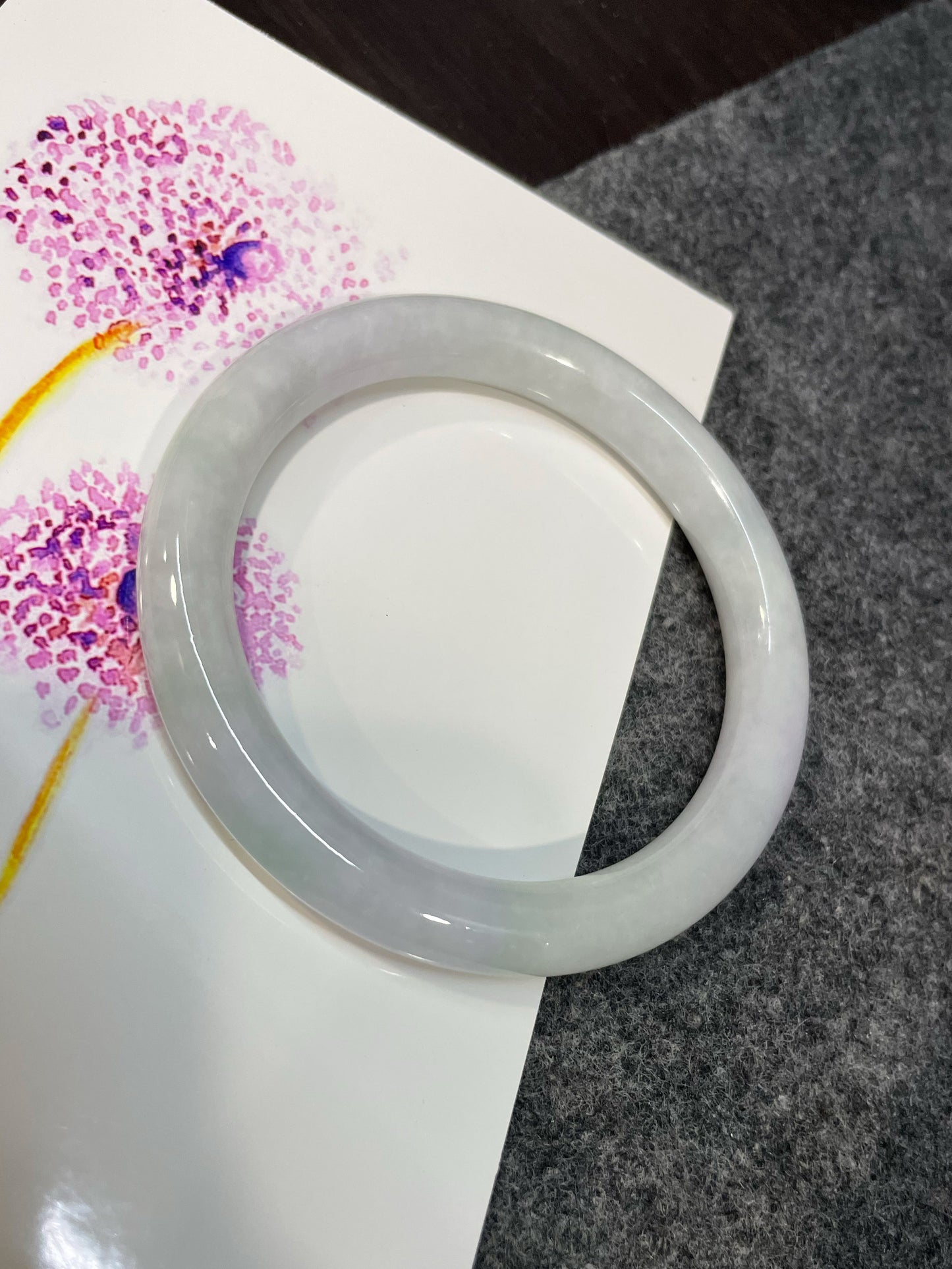 White Jadeite Bangle | 61mm (NJBA176)