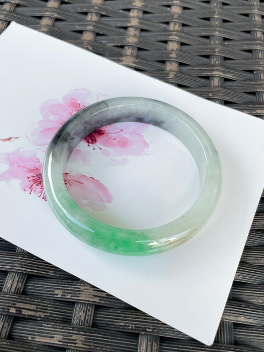 Tricolour Jade Bangle | 56mm (NJBA180)