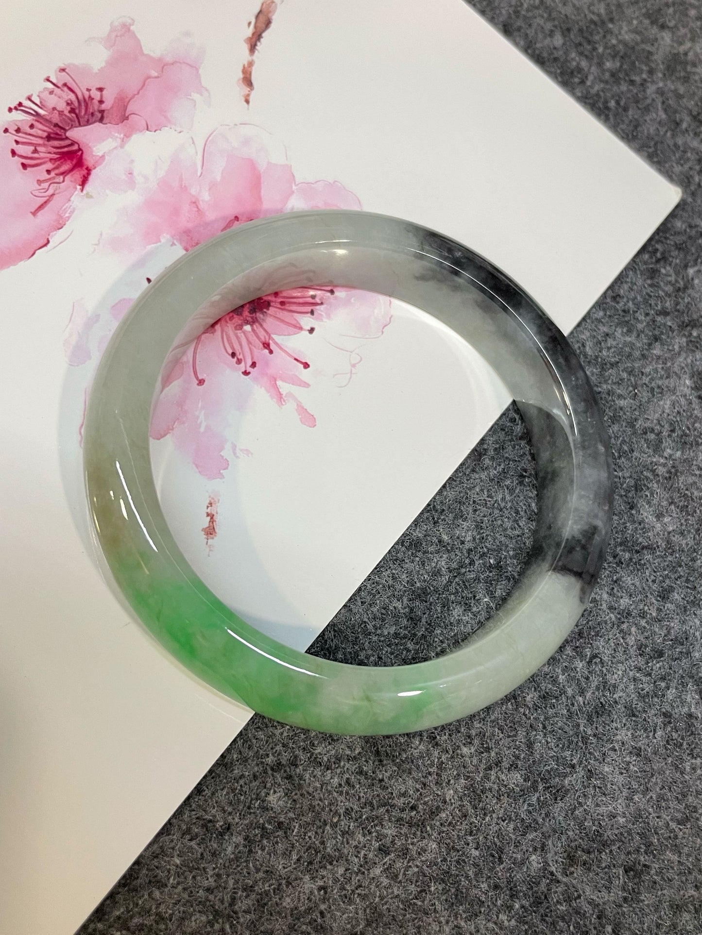 Tricolour Jade Bangle | 56mm (NJBA180)