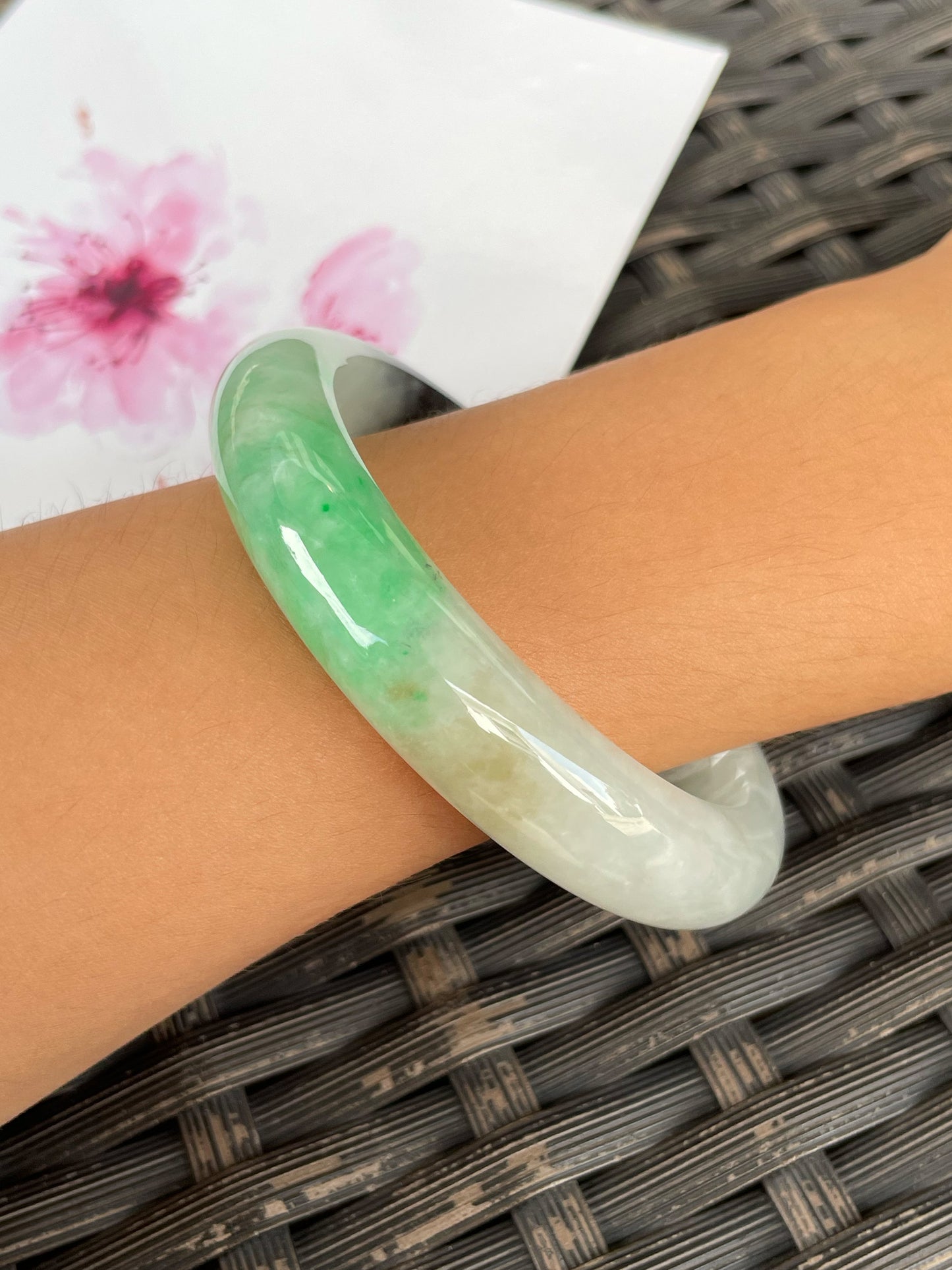 Tricolour Jade Bangle | 56mm (NJBA180)