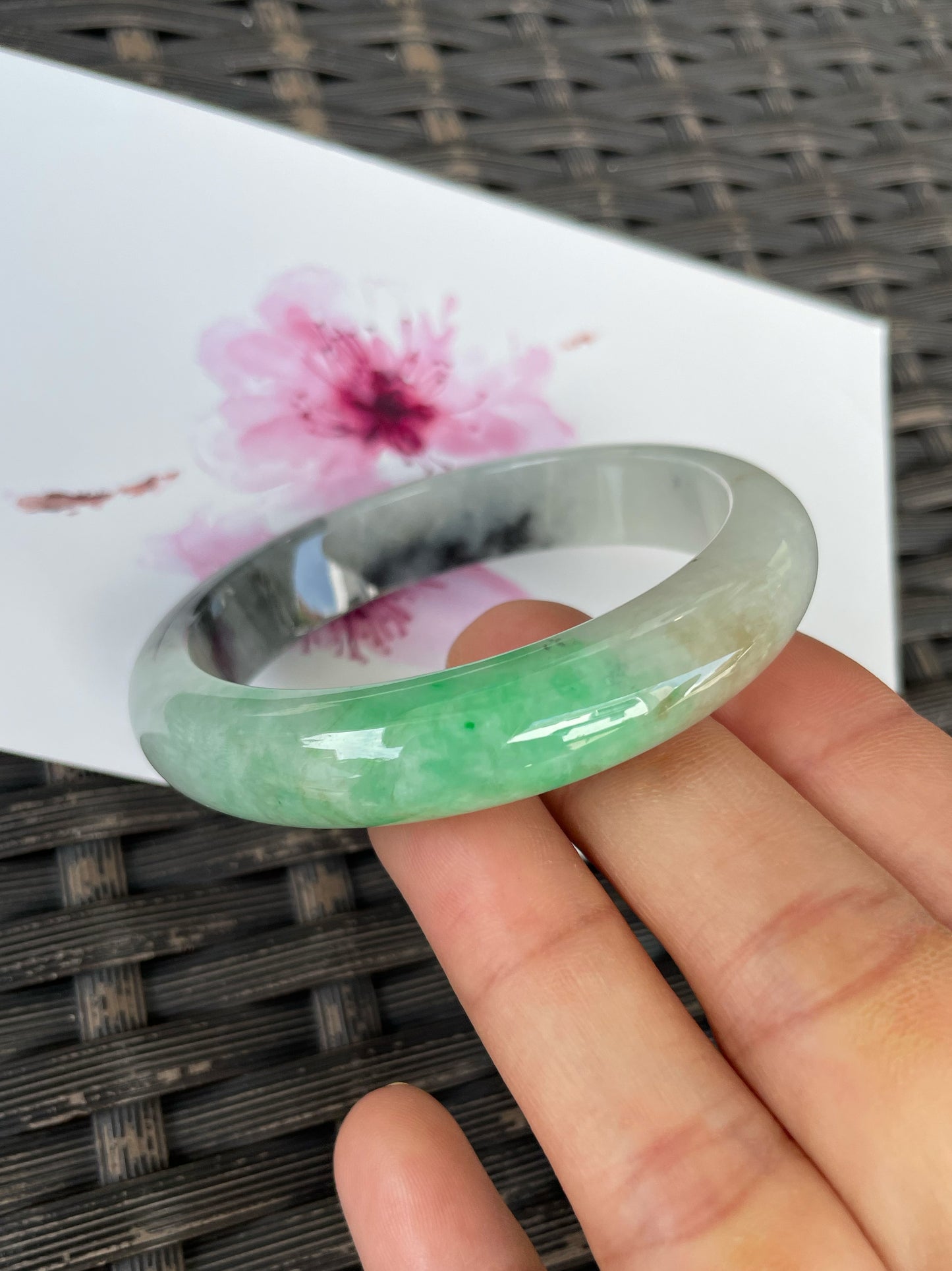 Tricolour Jade Bangle | 56mm (NJBA180)