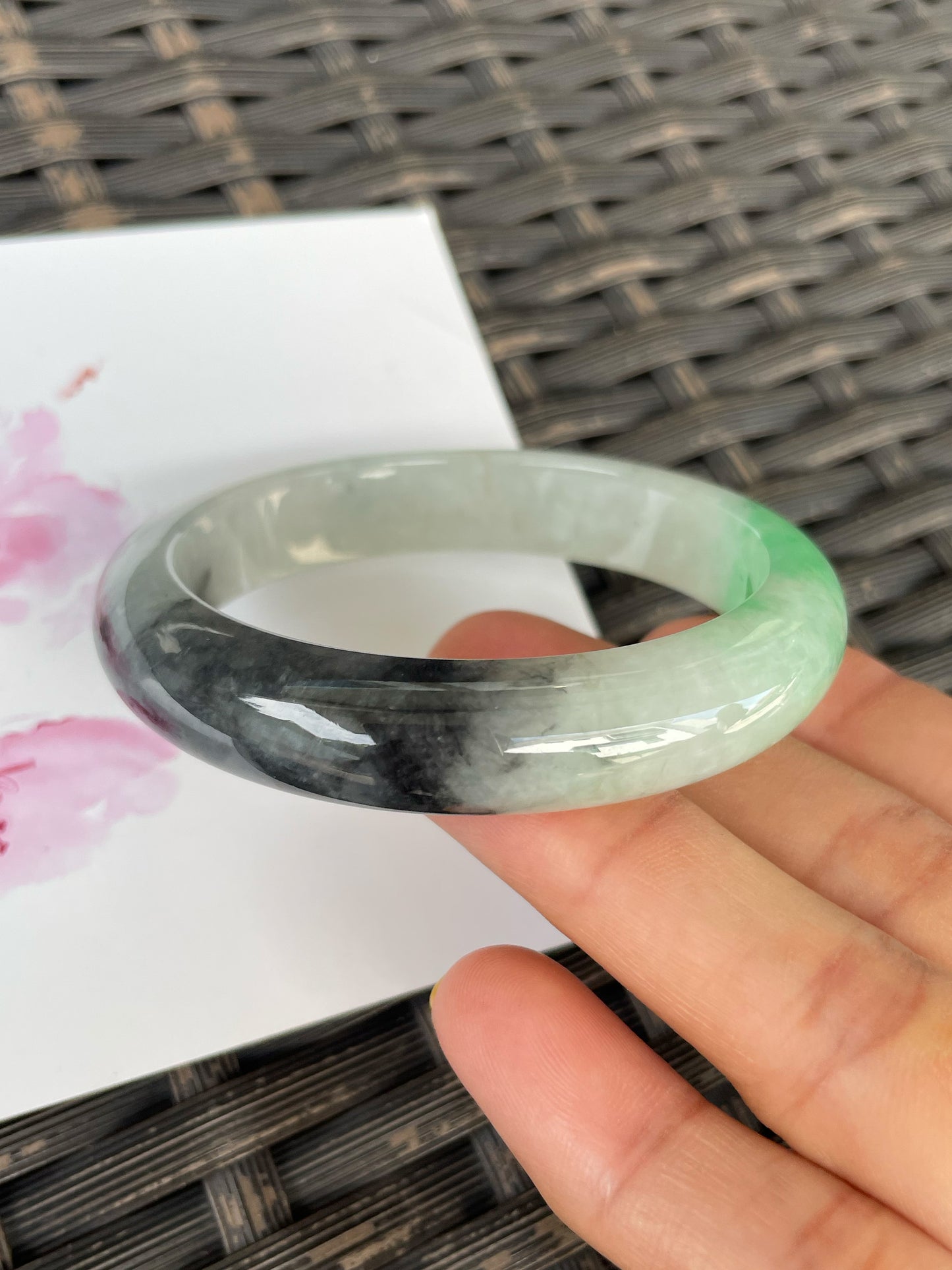 Tricolour Jade Bangle | 56mm (NJBA180)