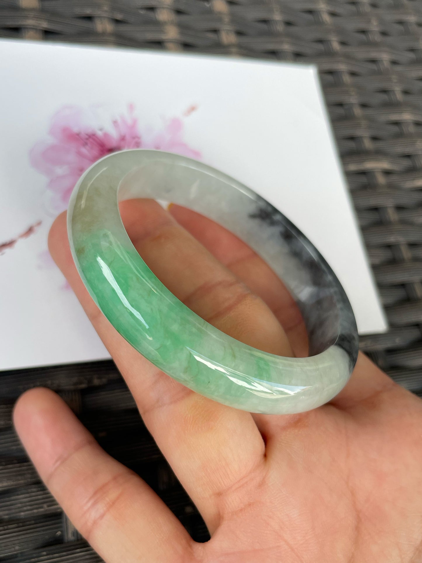 Tricolour Jade Bangle | 56mm (NJBA180)
