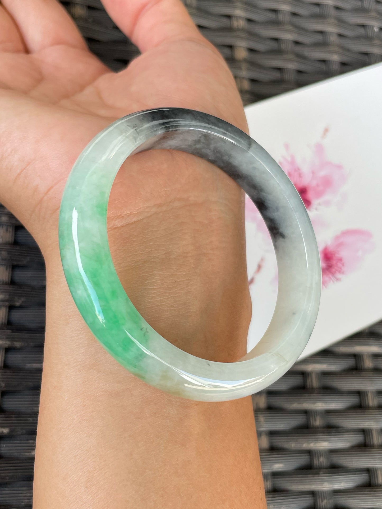 Tricolour Jade Bangle | 56mm (NJBA180)