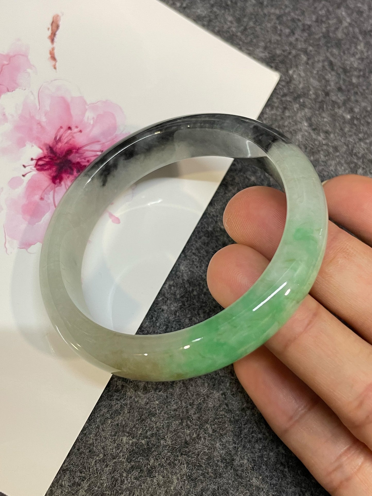 Tricolour Jade Bangle | 56mm (NJBA180)