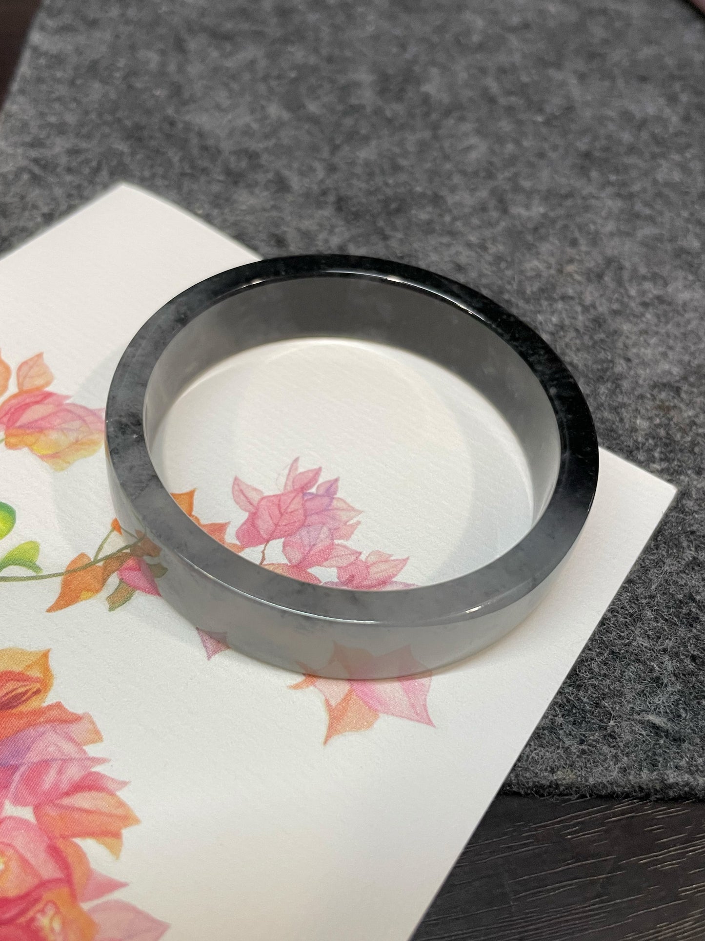 White With Black Jade Bangle | 51mm (NJBA183)