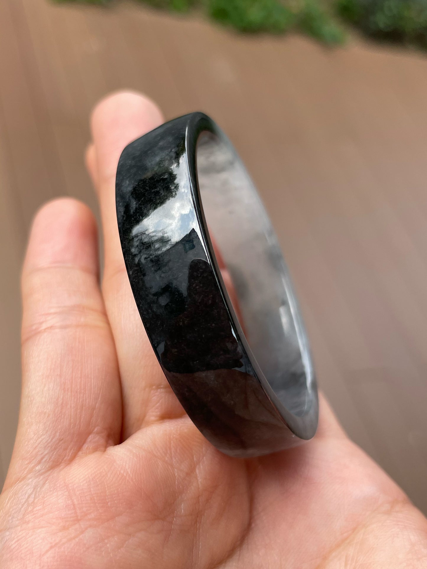 White With Black Jade Bangle | 51mm (NJBA183)