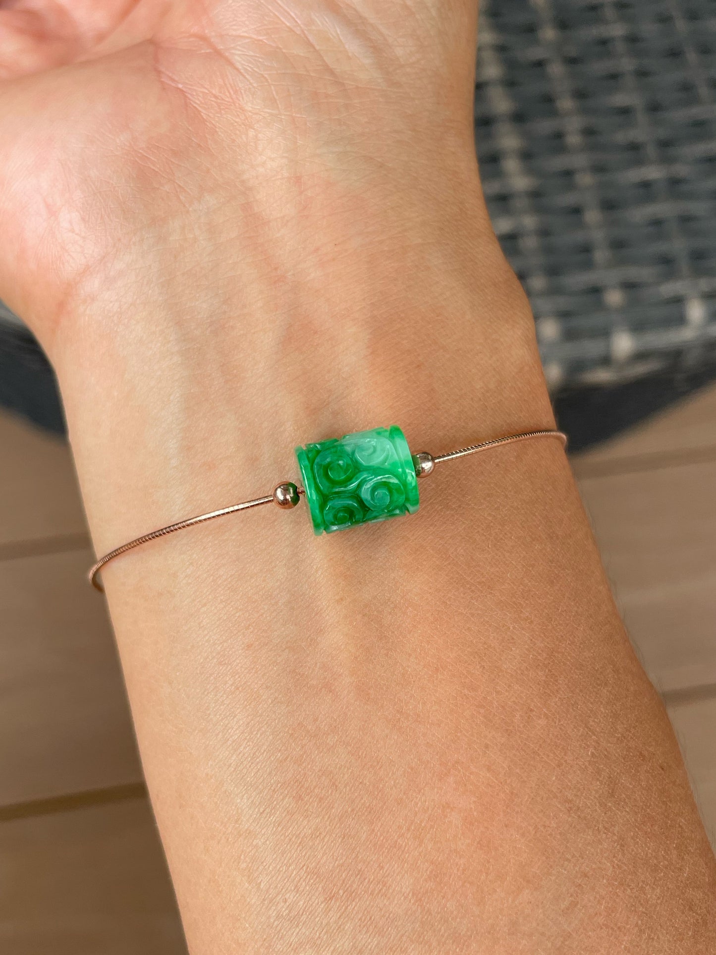 Green Jadeite Bracelet - Barrels (NJBA185)