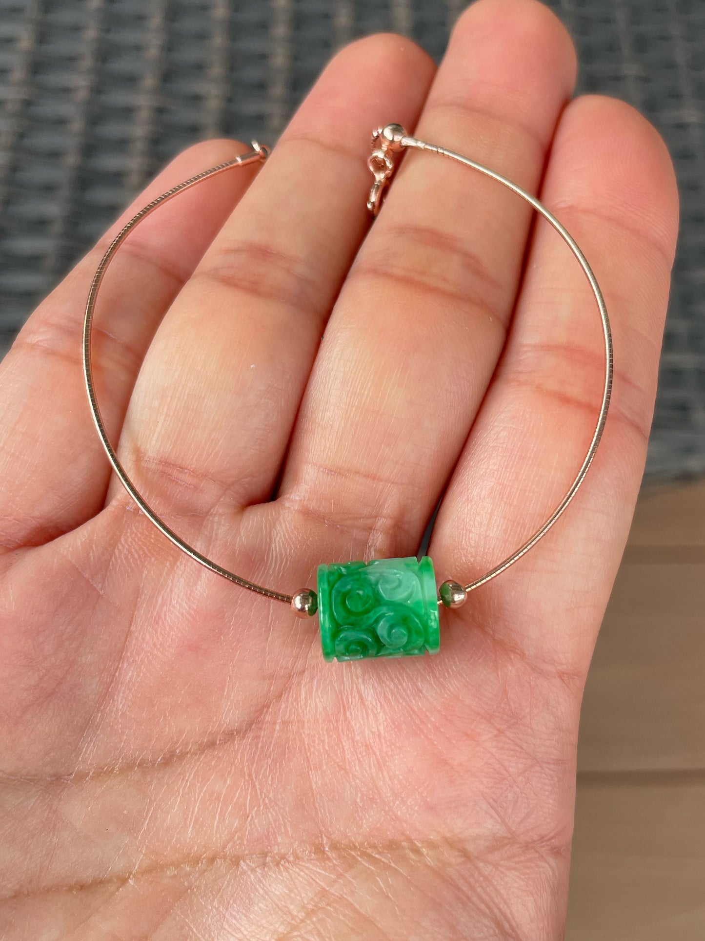 Green Jadeite Bracelet - Barrels (NJBA185)