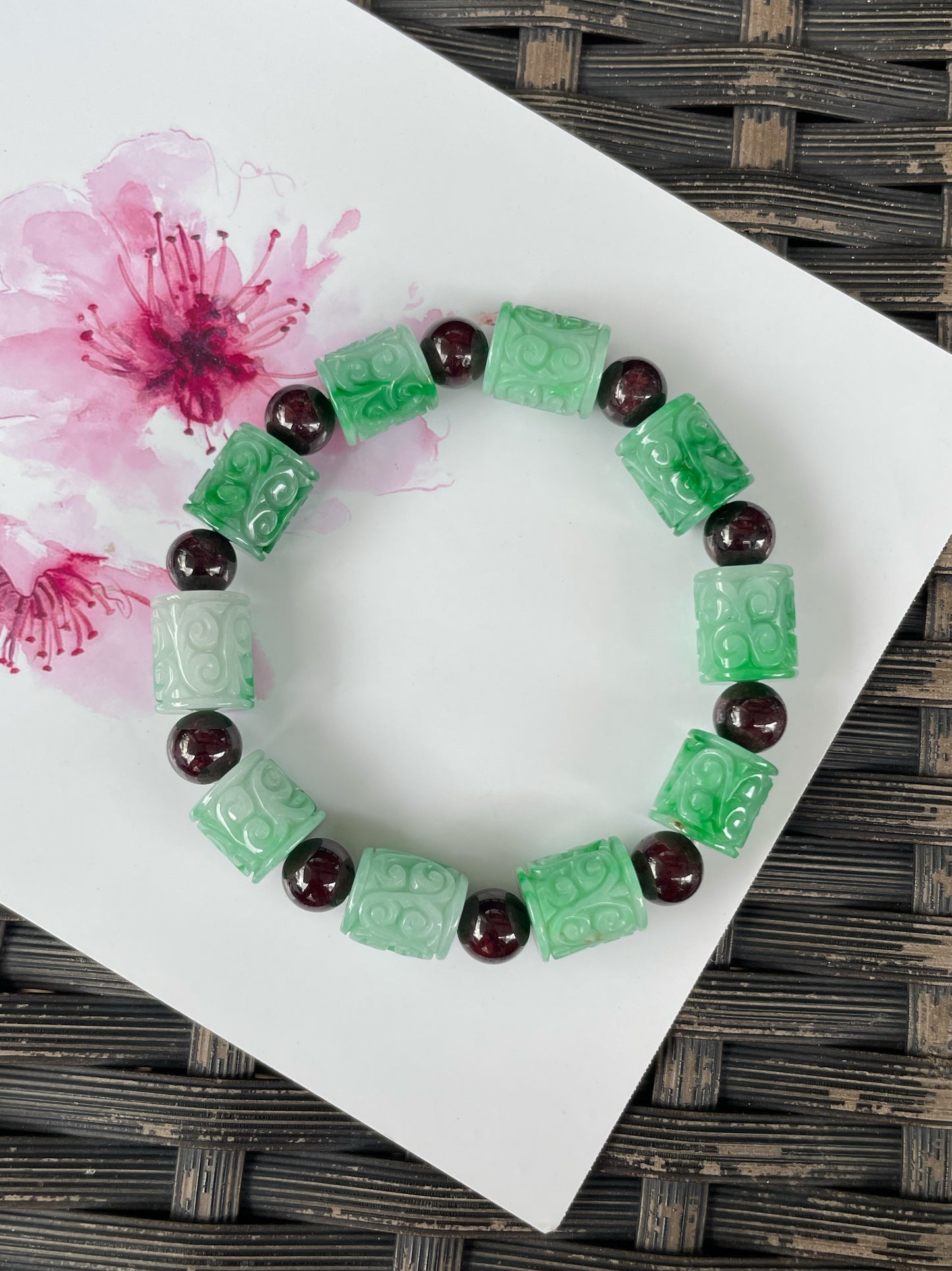 Green Jadeite Bracelet - Barrels (NJBA185)