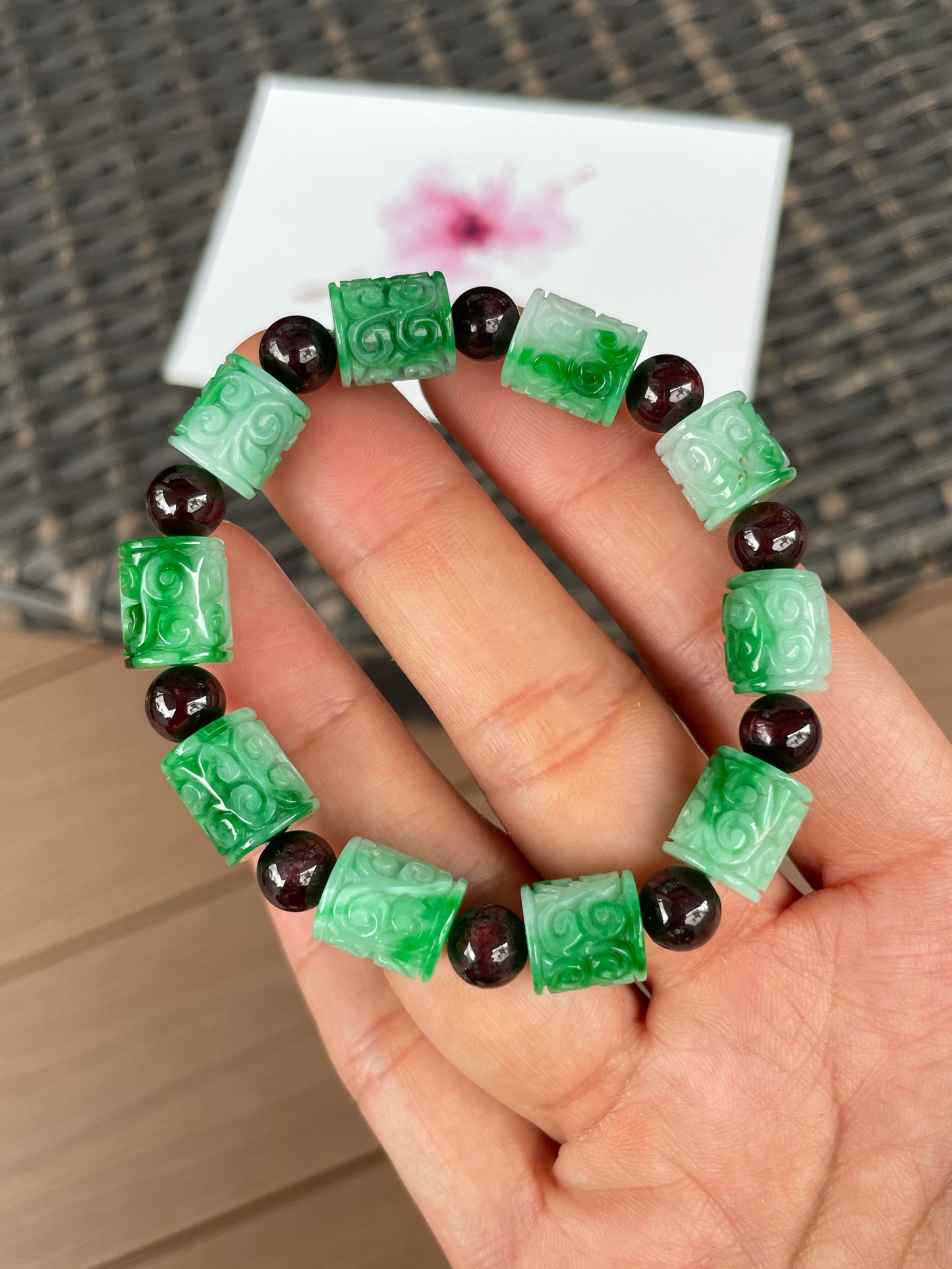 Green Jadeite Bracelet - Barrels (NJBA185)
