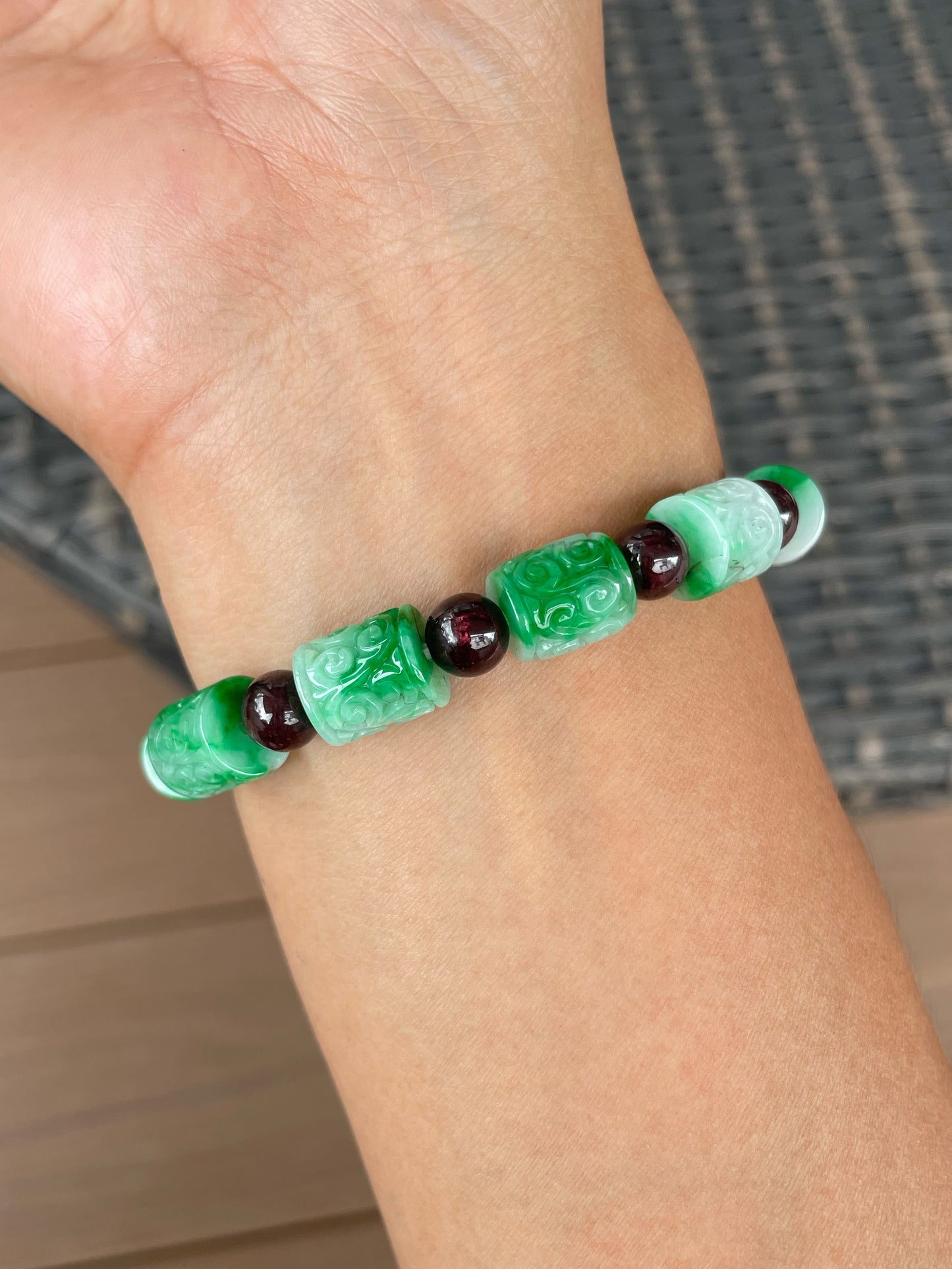 Green Jadeite Bracelet - Barrels (NJBA185)
