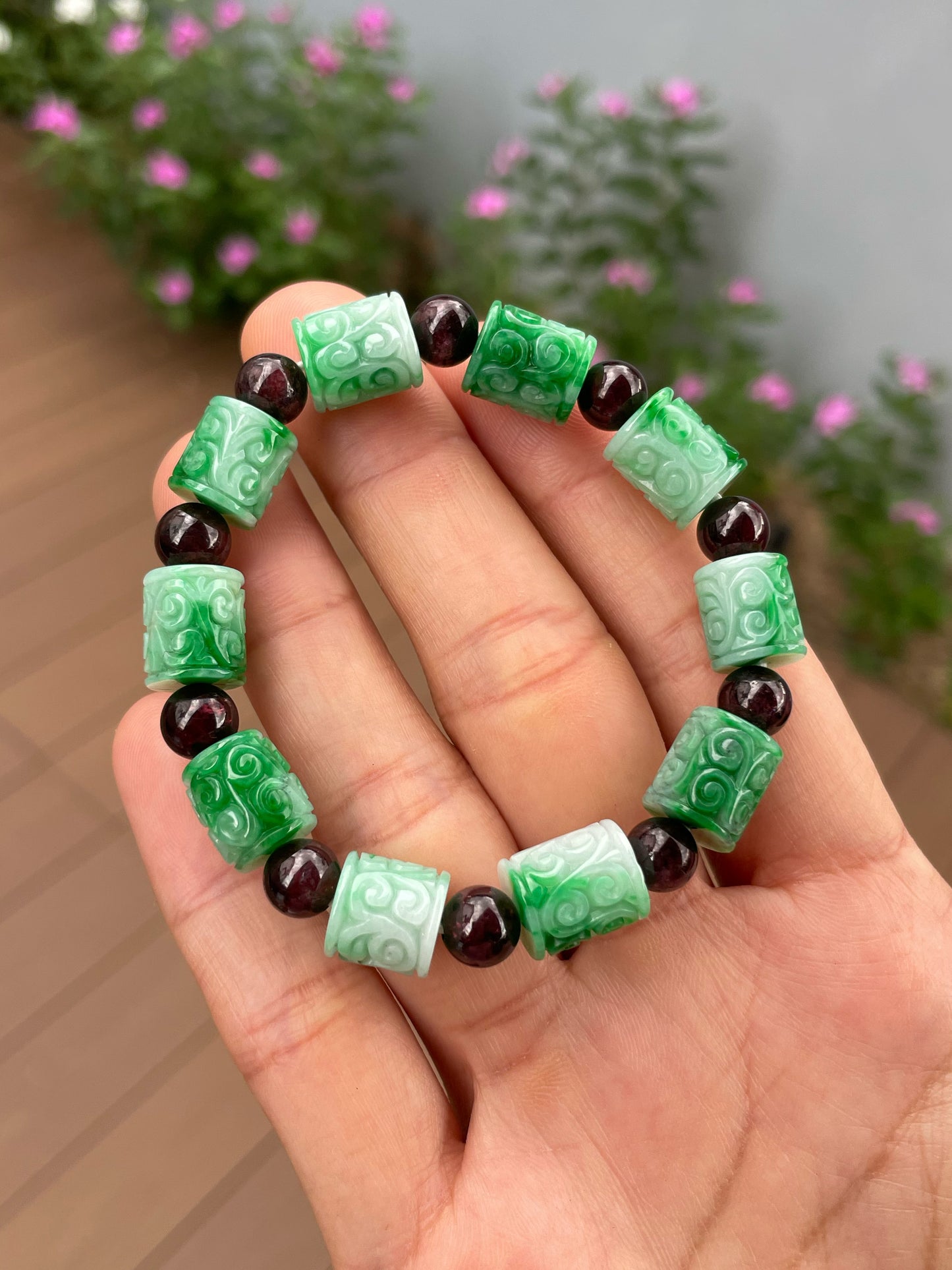 Green Jadeite Bracelet - Barrels (NJBA185)