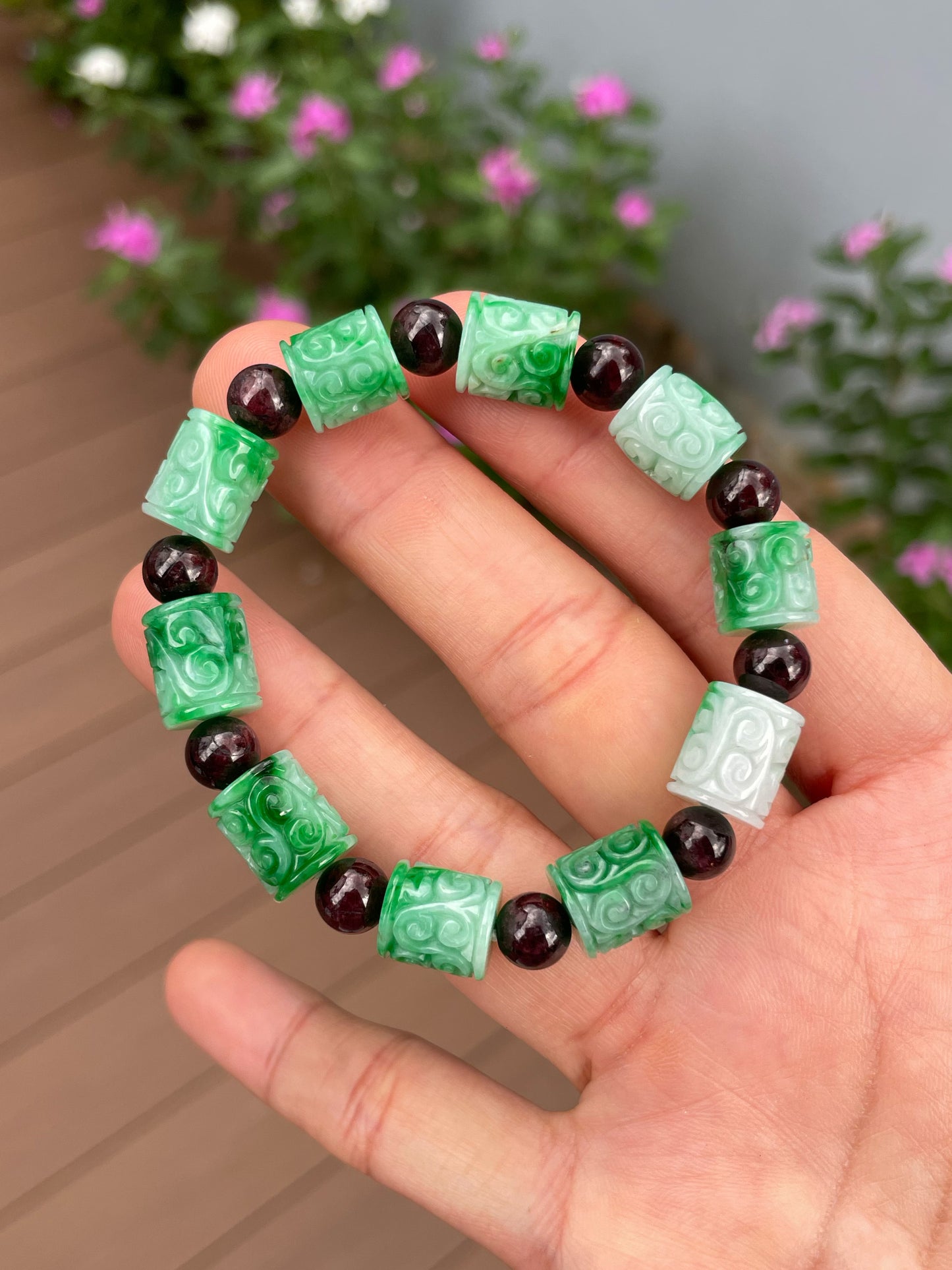 Green Jadeite Bracelet - Barrels (NJBA185)