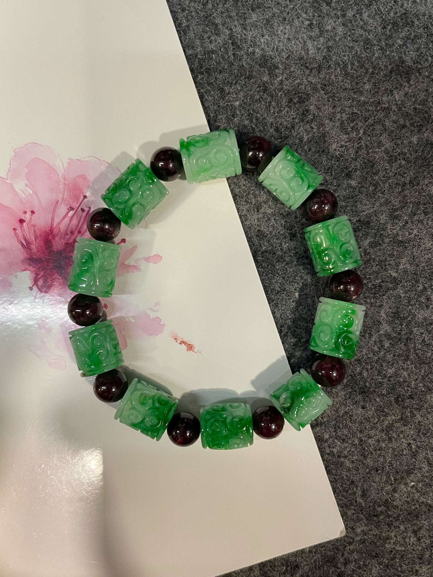 Green Jadeite Bracelet - Barrels (NJBA185)