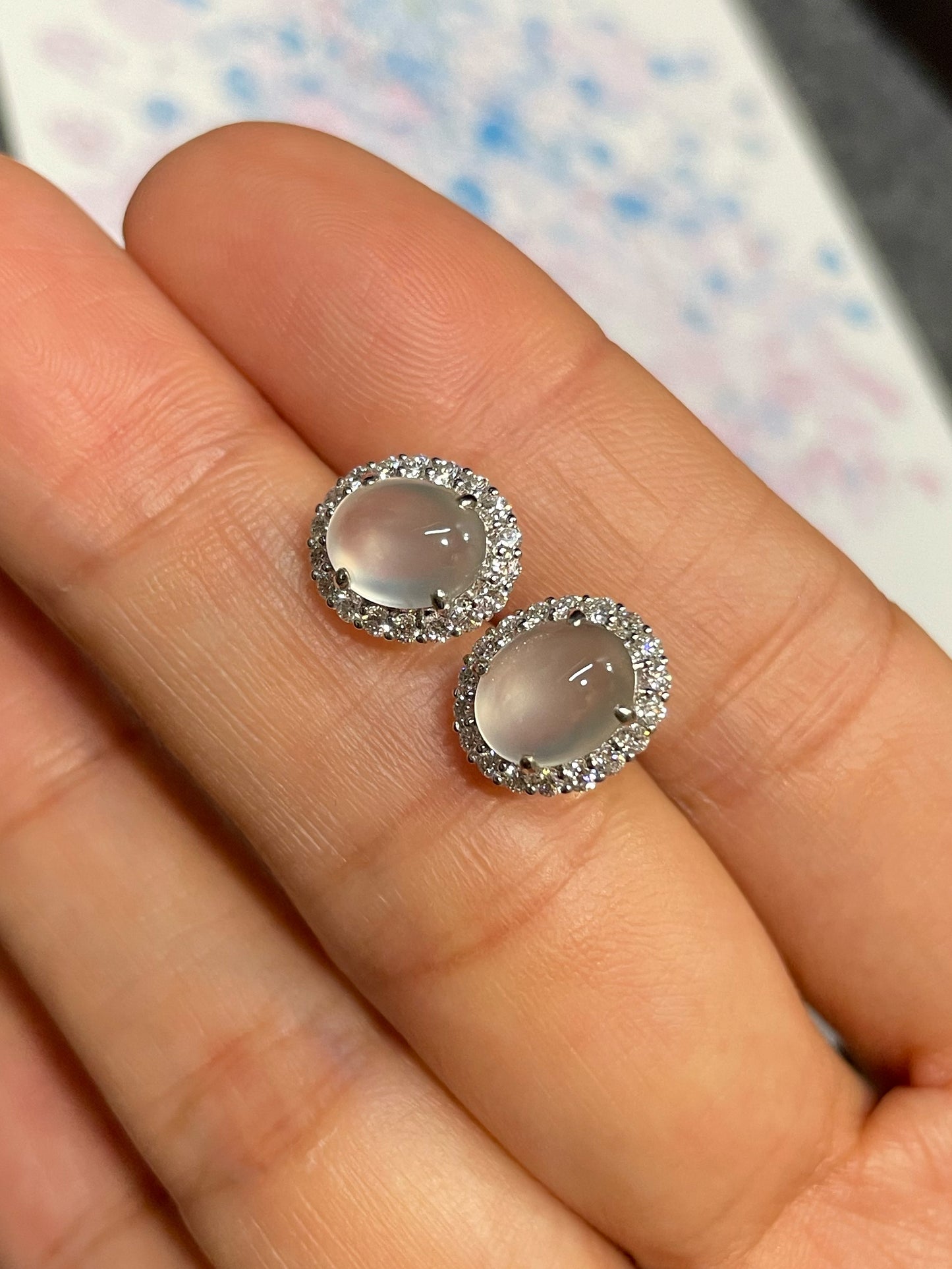 Glassy Jade Cabochon Earrings (NJE063)