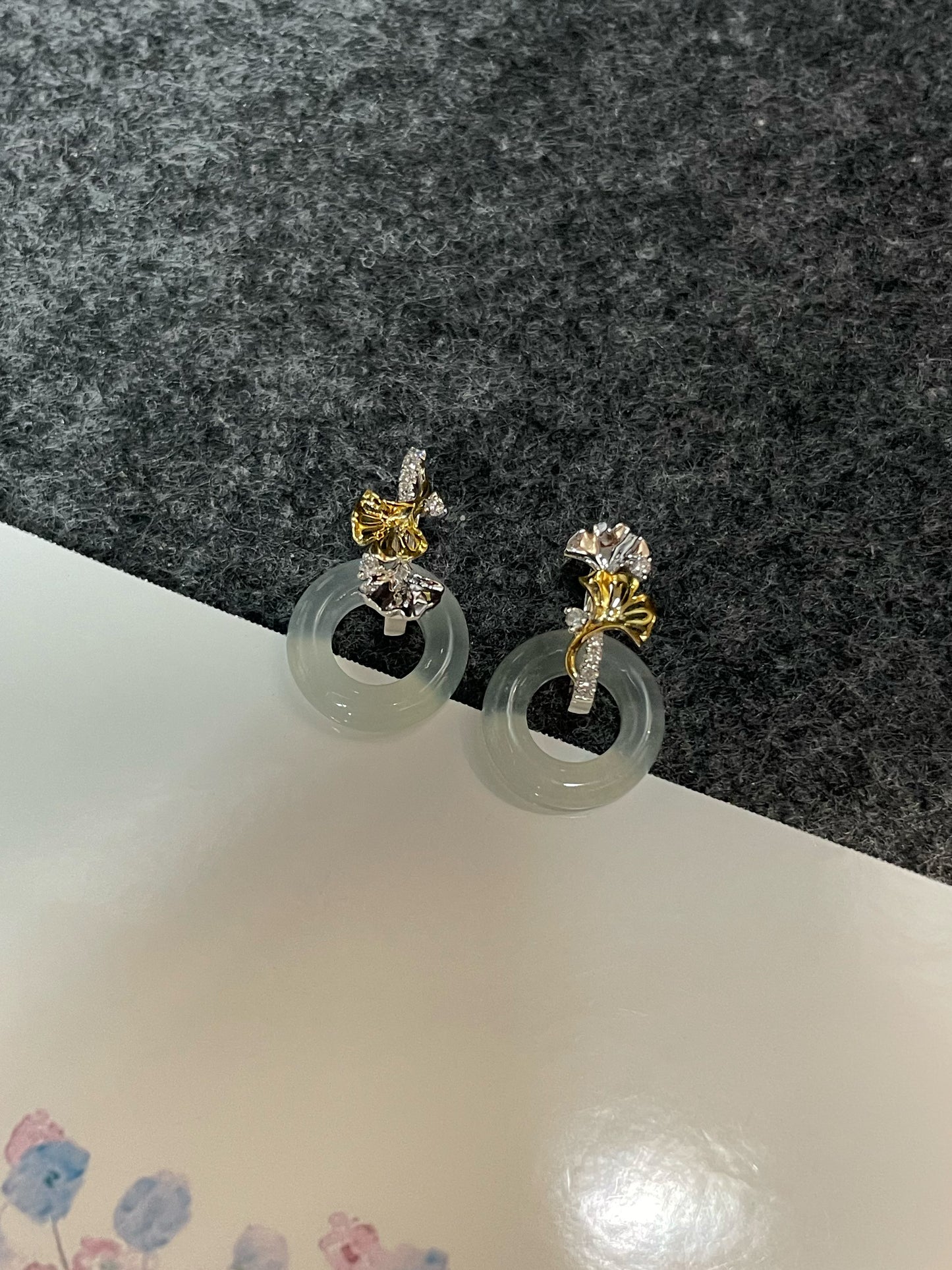 Icy Jadeite Earrings - Hoop Shaped (NJE134)