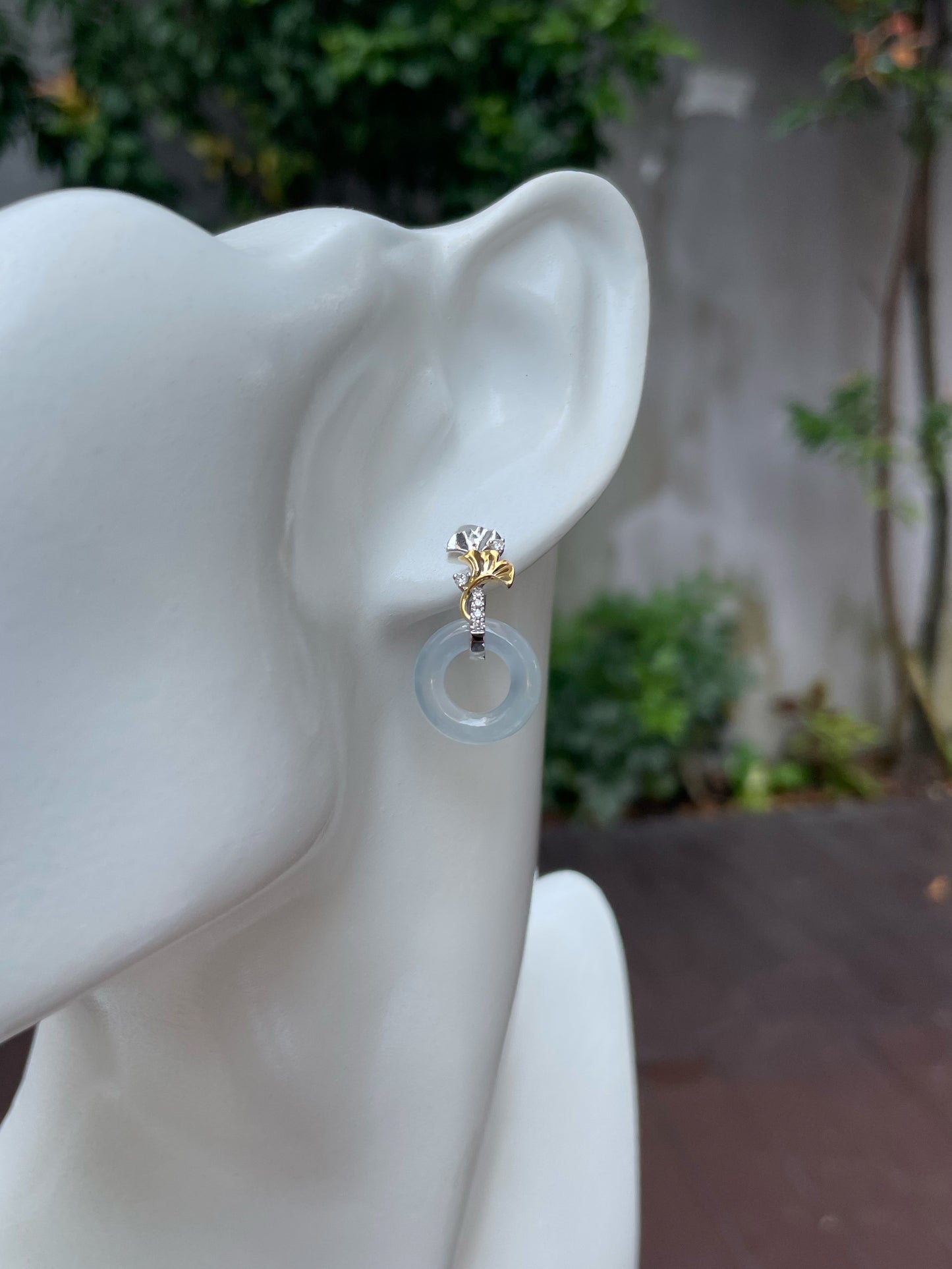 Icy Jadeite Earrings - Hoop Shaped (NJE134)