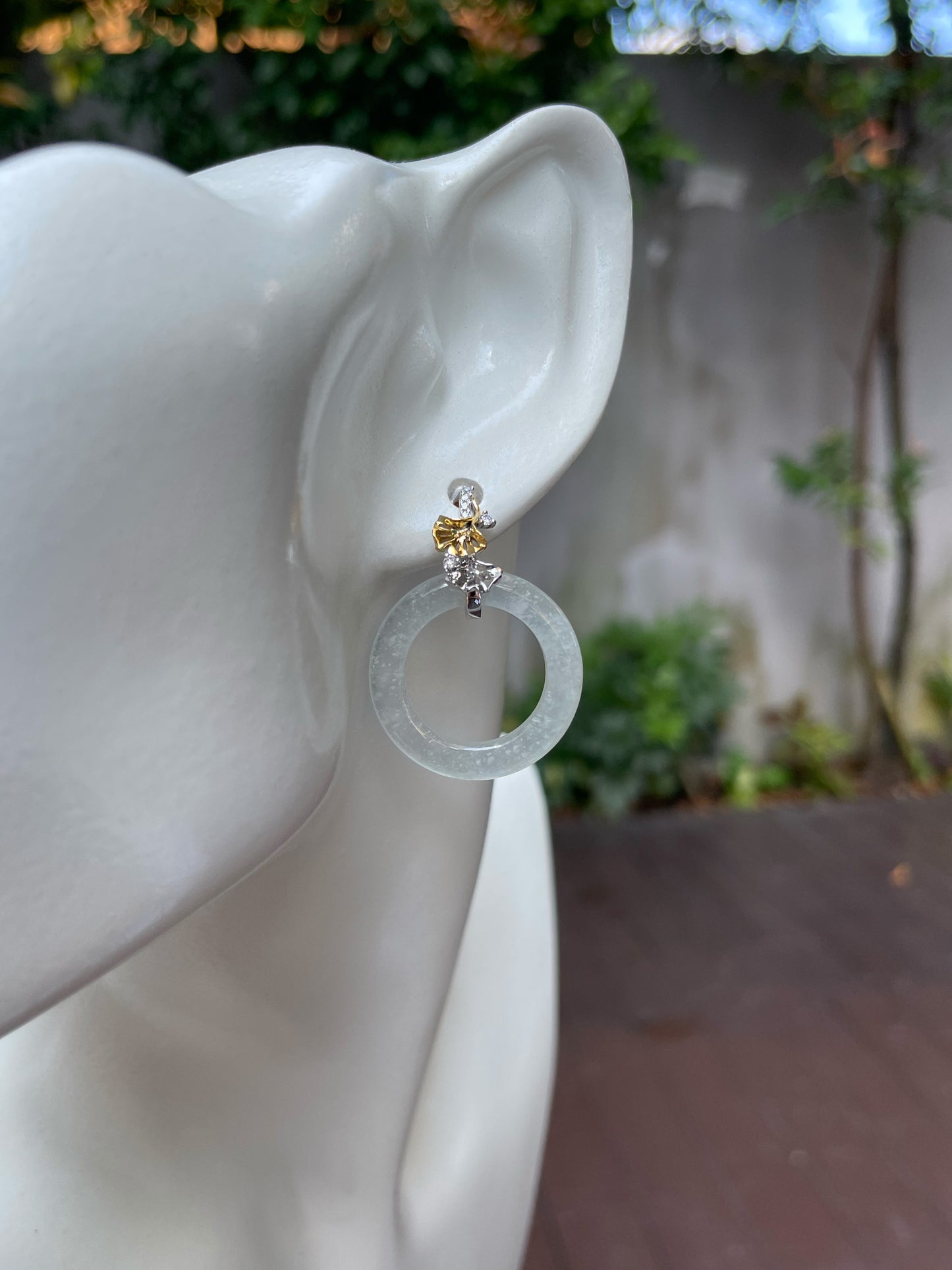 Icy Jadeite Earrings - Hoop Shaped (NJE134)