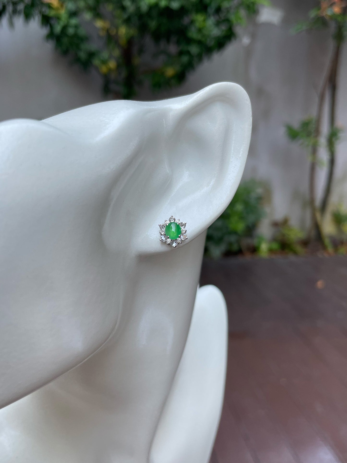 Icy Green Jadeite Earrings (NJE135)