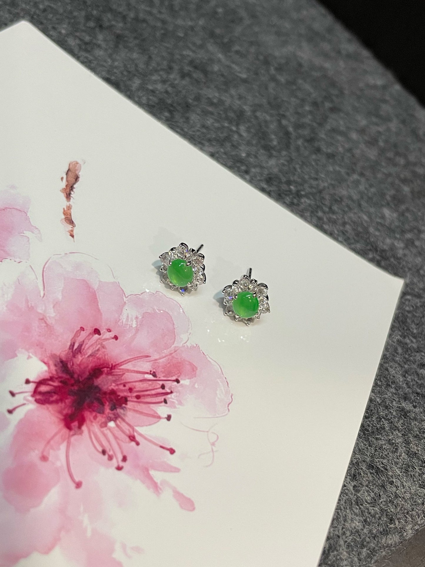 Icy Green Jadeite Earrings (NJE135)