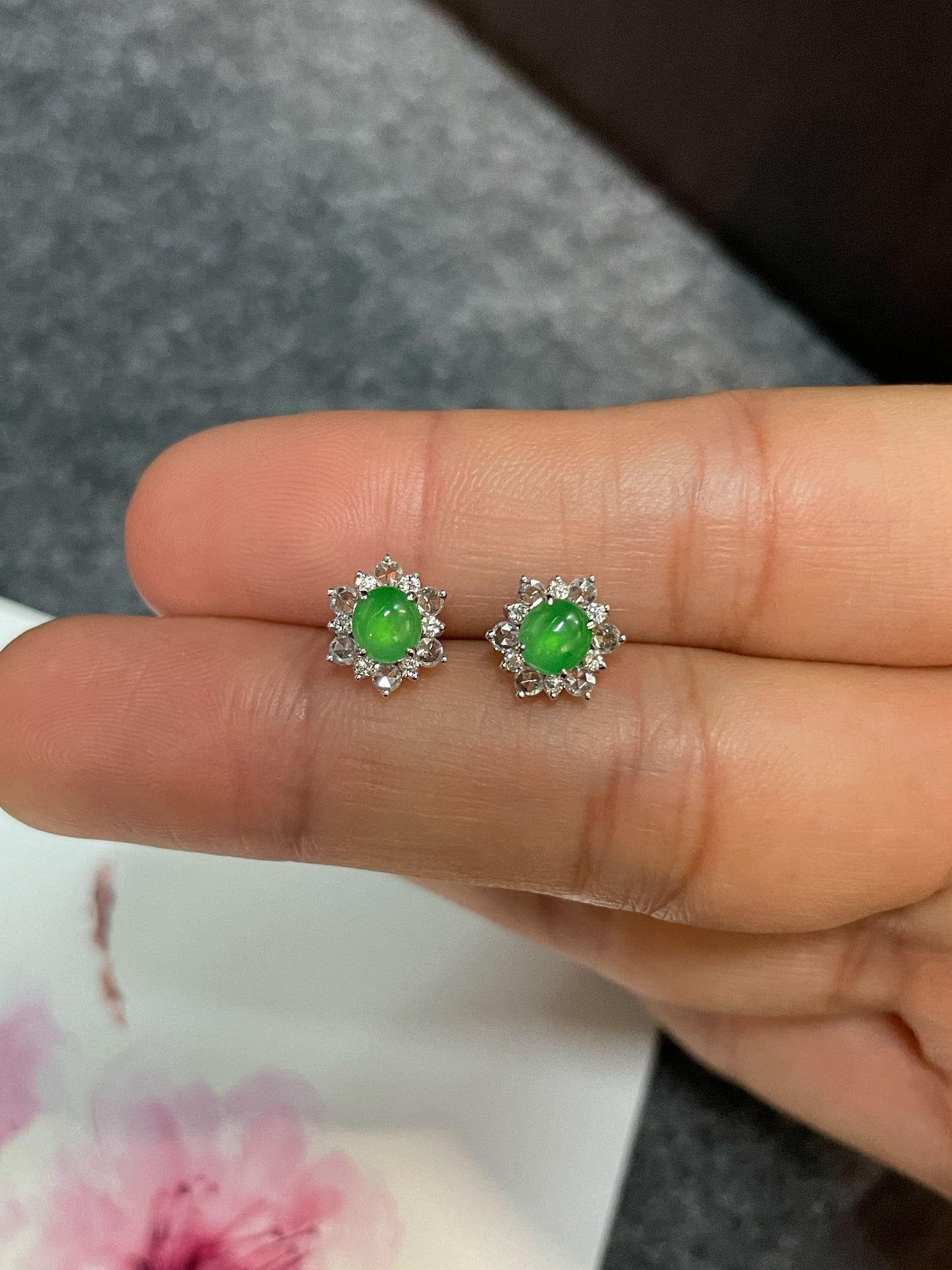 Icy Green Jadeite Earrings (NJE135)