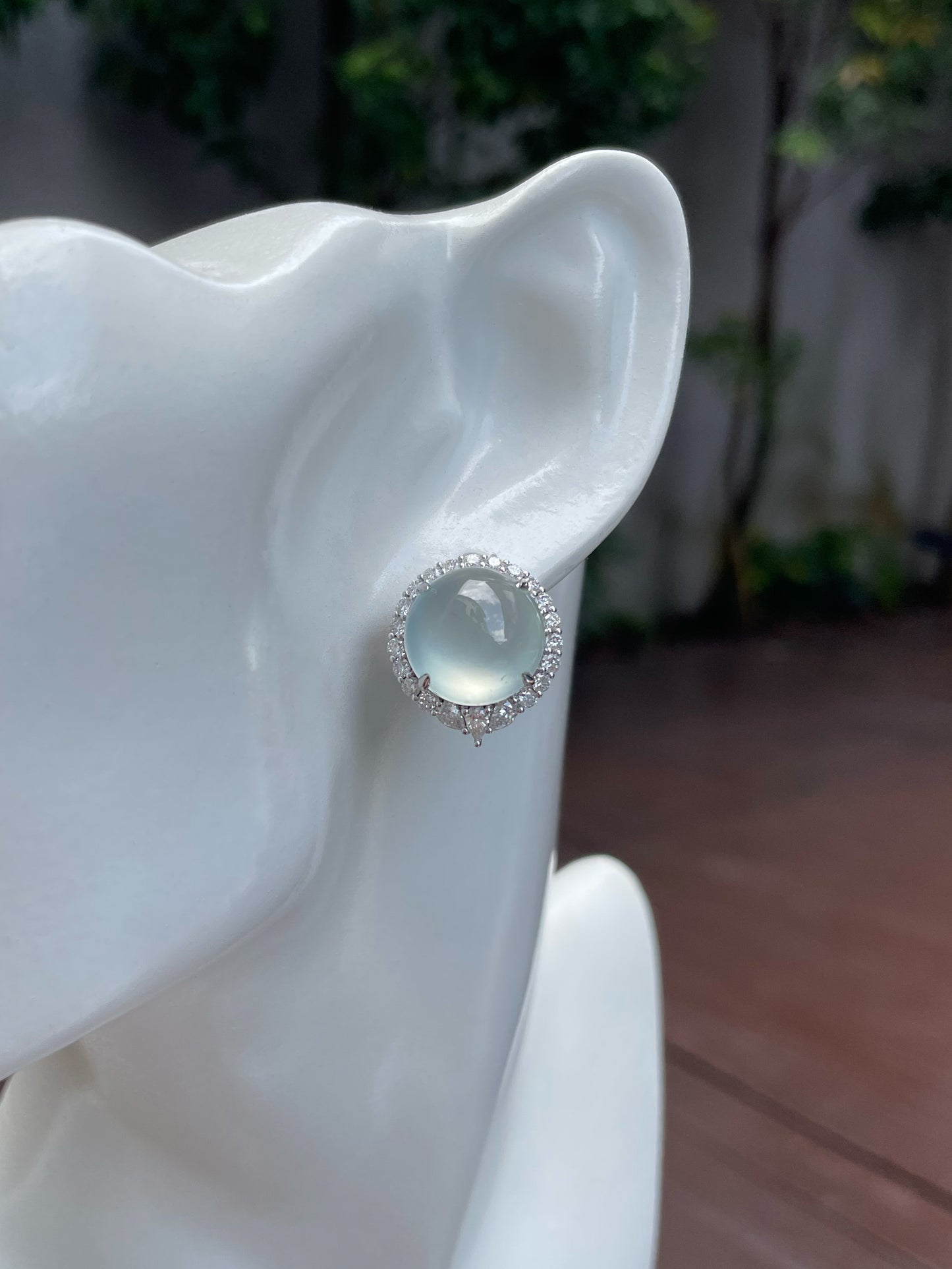 Glassy Jade Cabochon Earrings (NJE140)