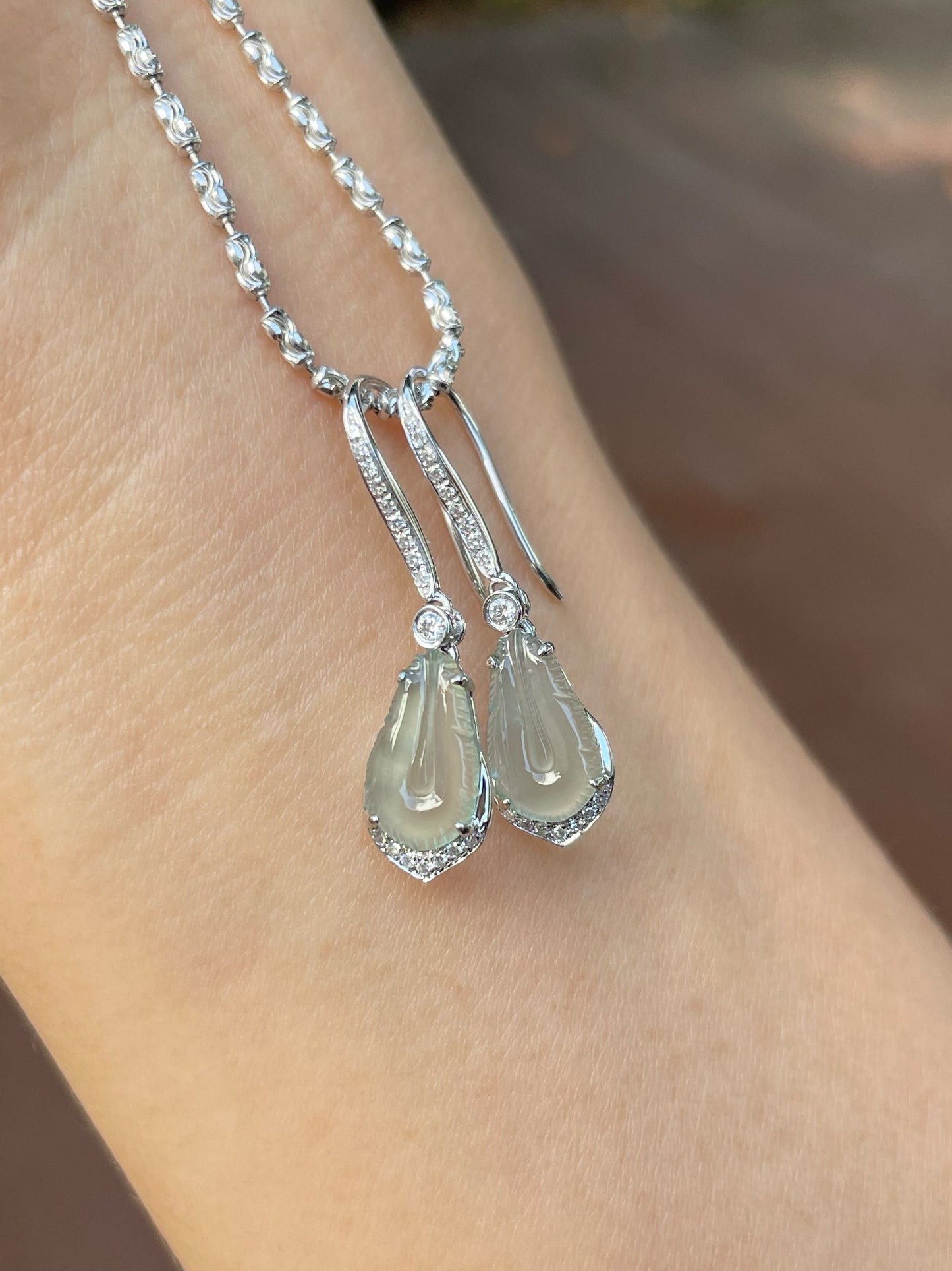 Icy Jade Feather Earrings (NJE143)