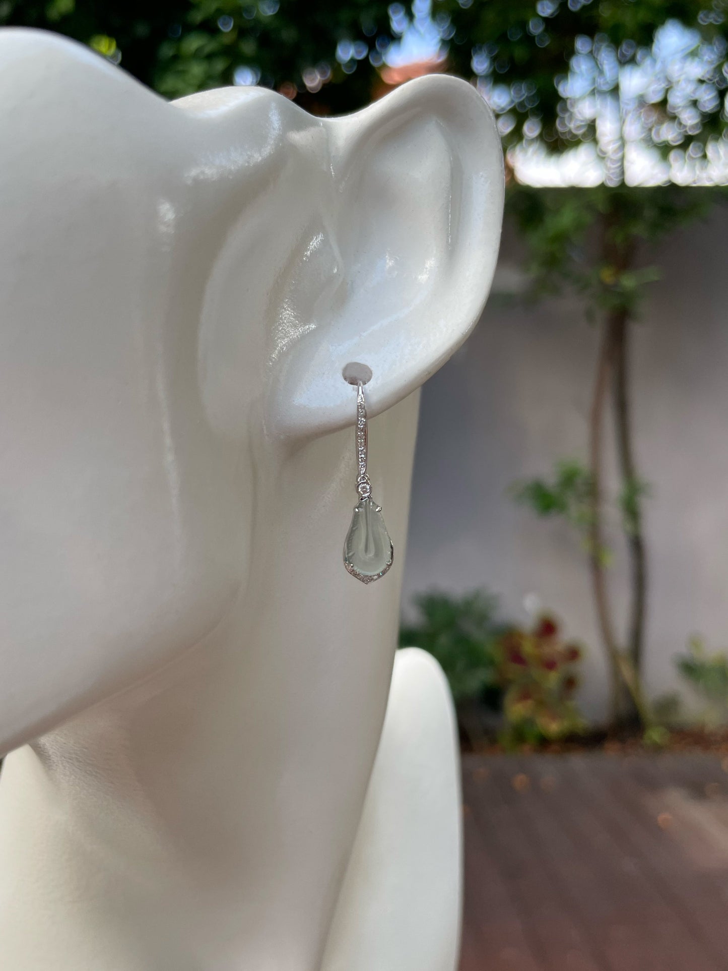 Icy Jade Feather Earrings (NJE143)