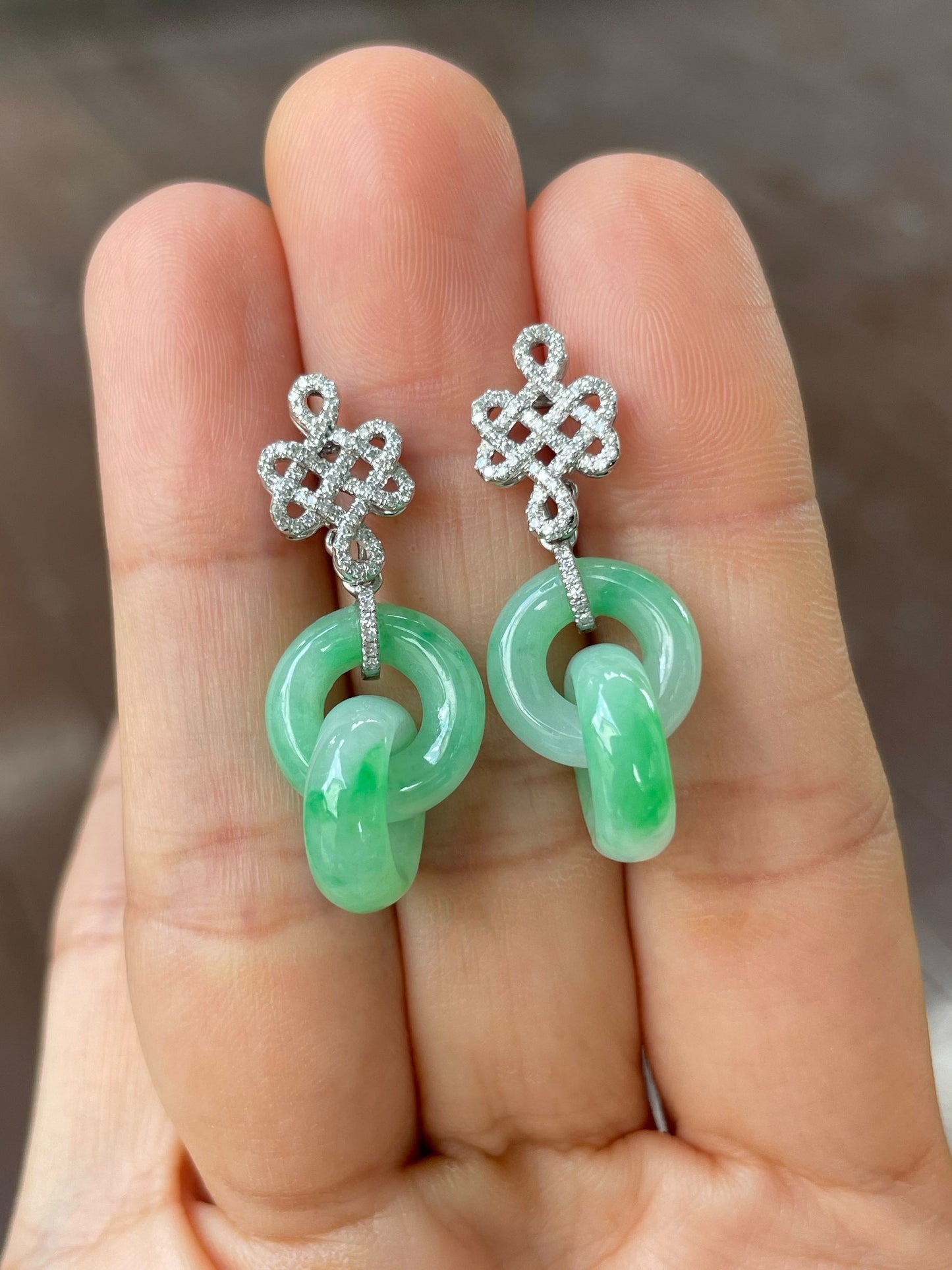 Green Jadeite Earrings - Double Hoop (NJE152)