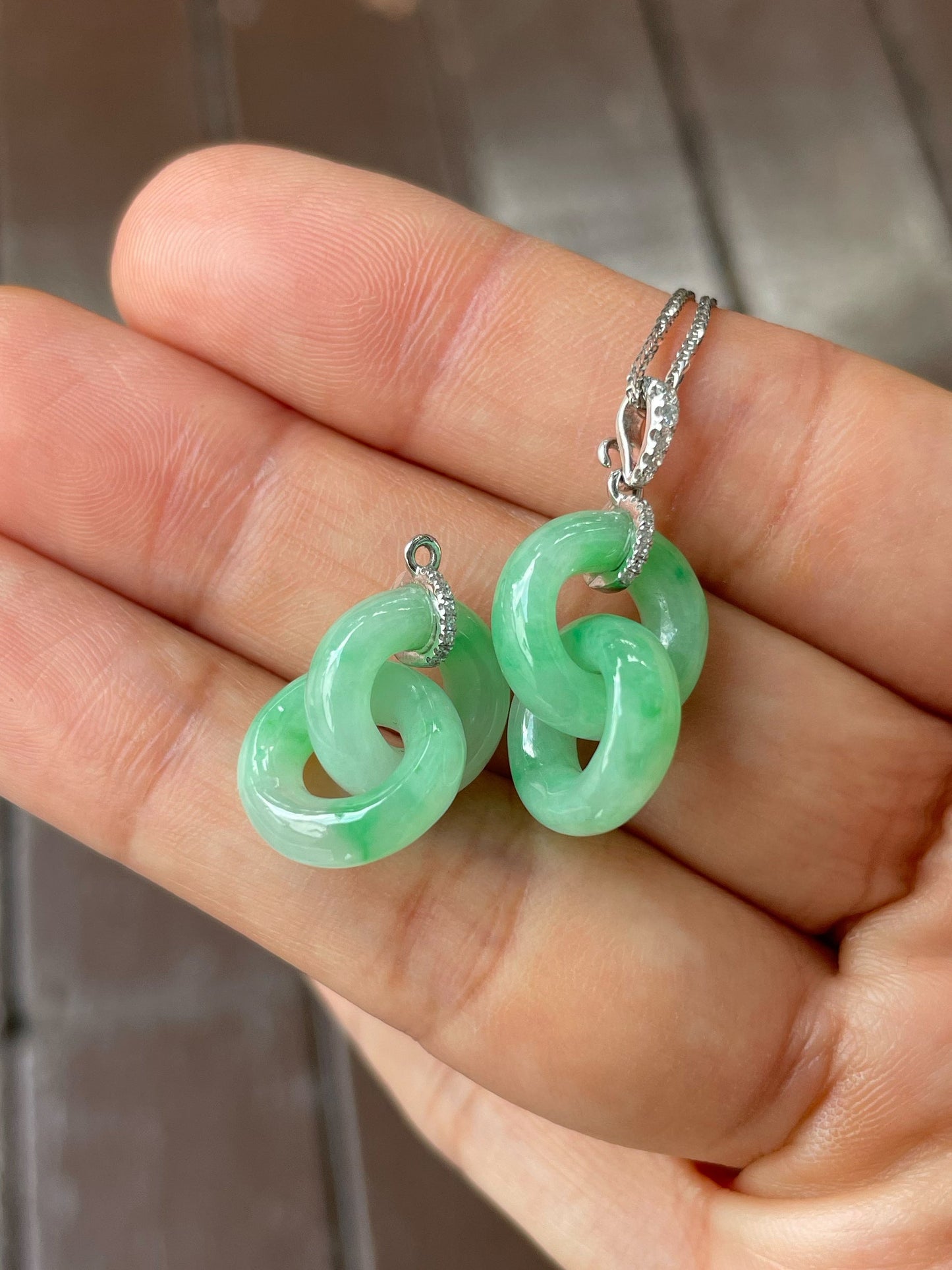 Green Jadeite Earrings - Double Hoop (NJE152)