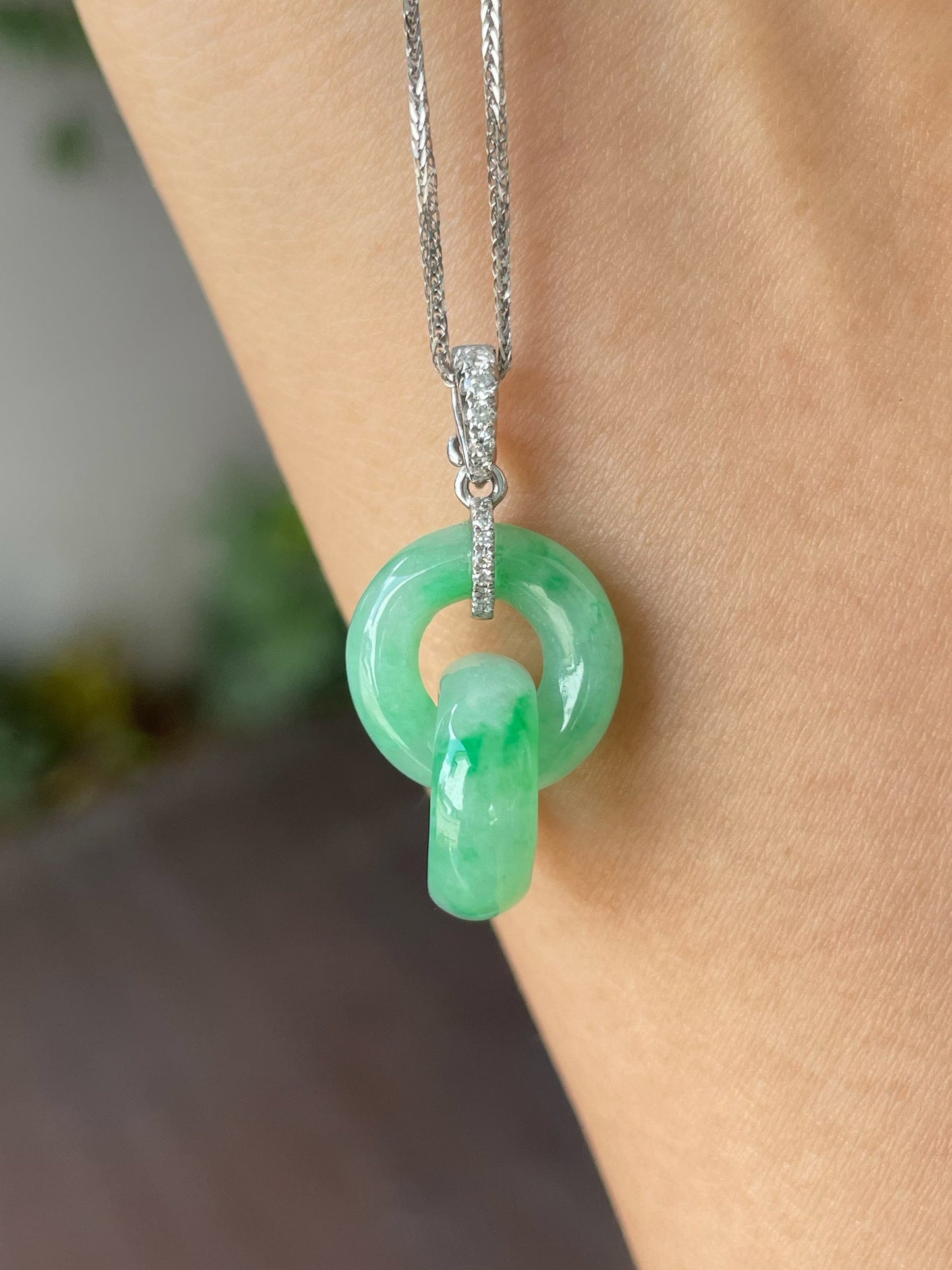 Green Jadeite Earrings - Double Hoop (NJE152)
