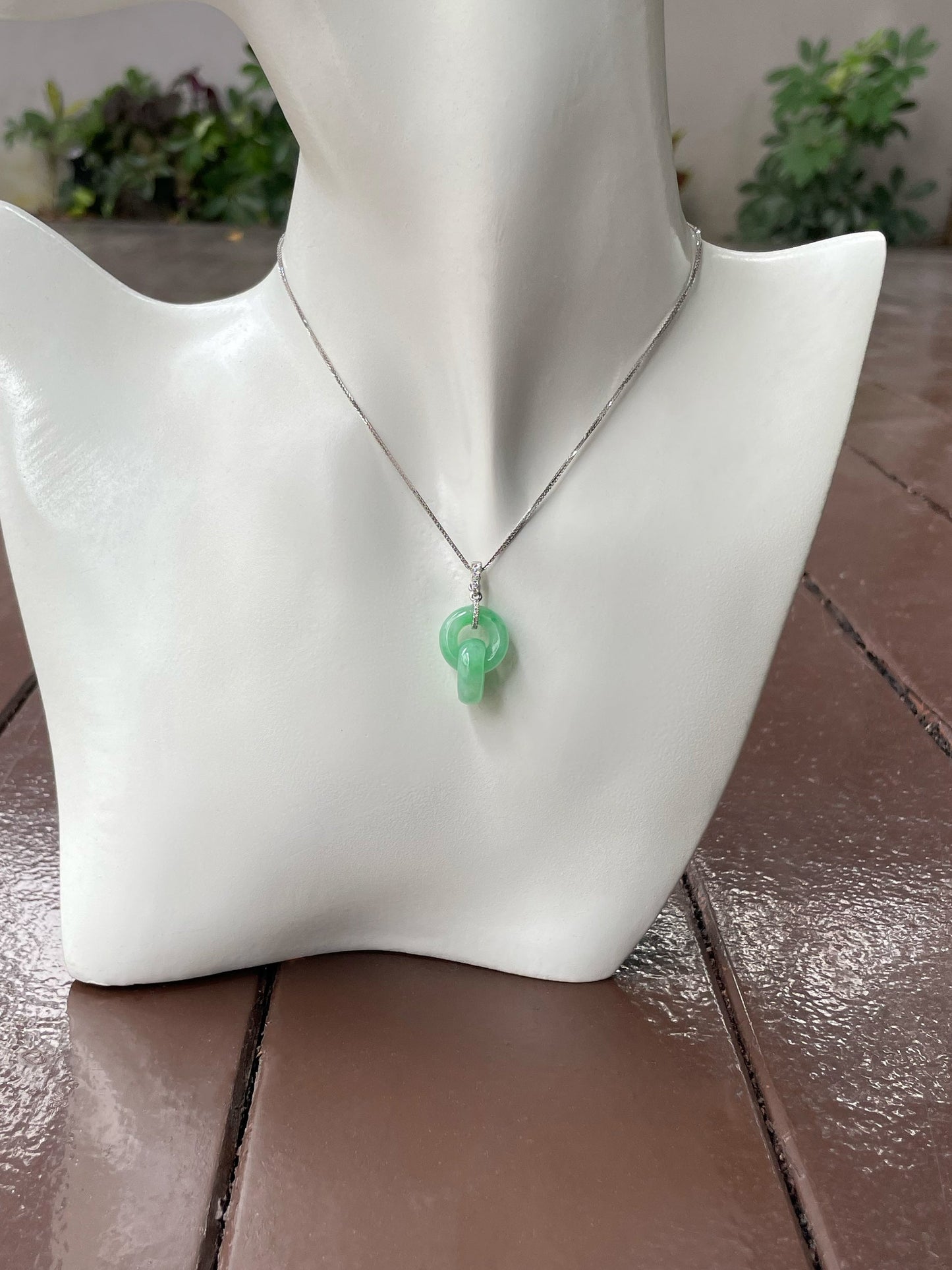 Green Jadeite Earrings - Double Hoop (NJE152)