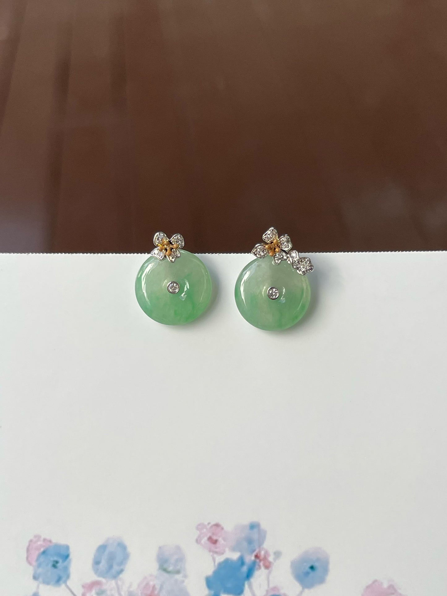 Icy Green Jade Earrings - Safety Coin (NJE151)
