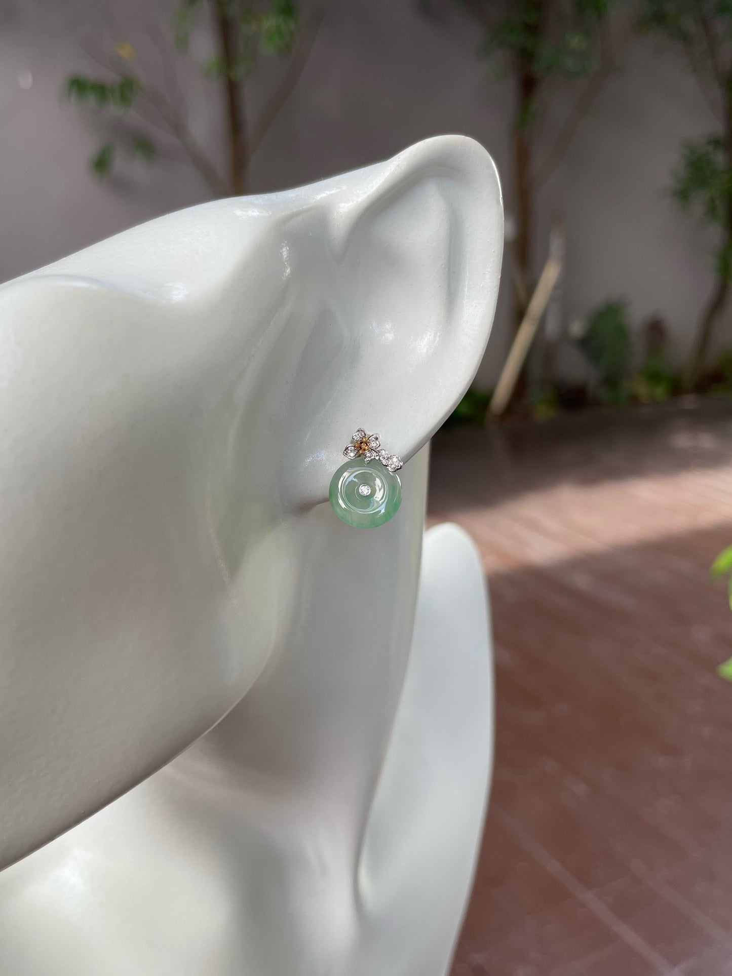 Icy Green Jade Earrings - Safety Coin (NJE151)