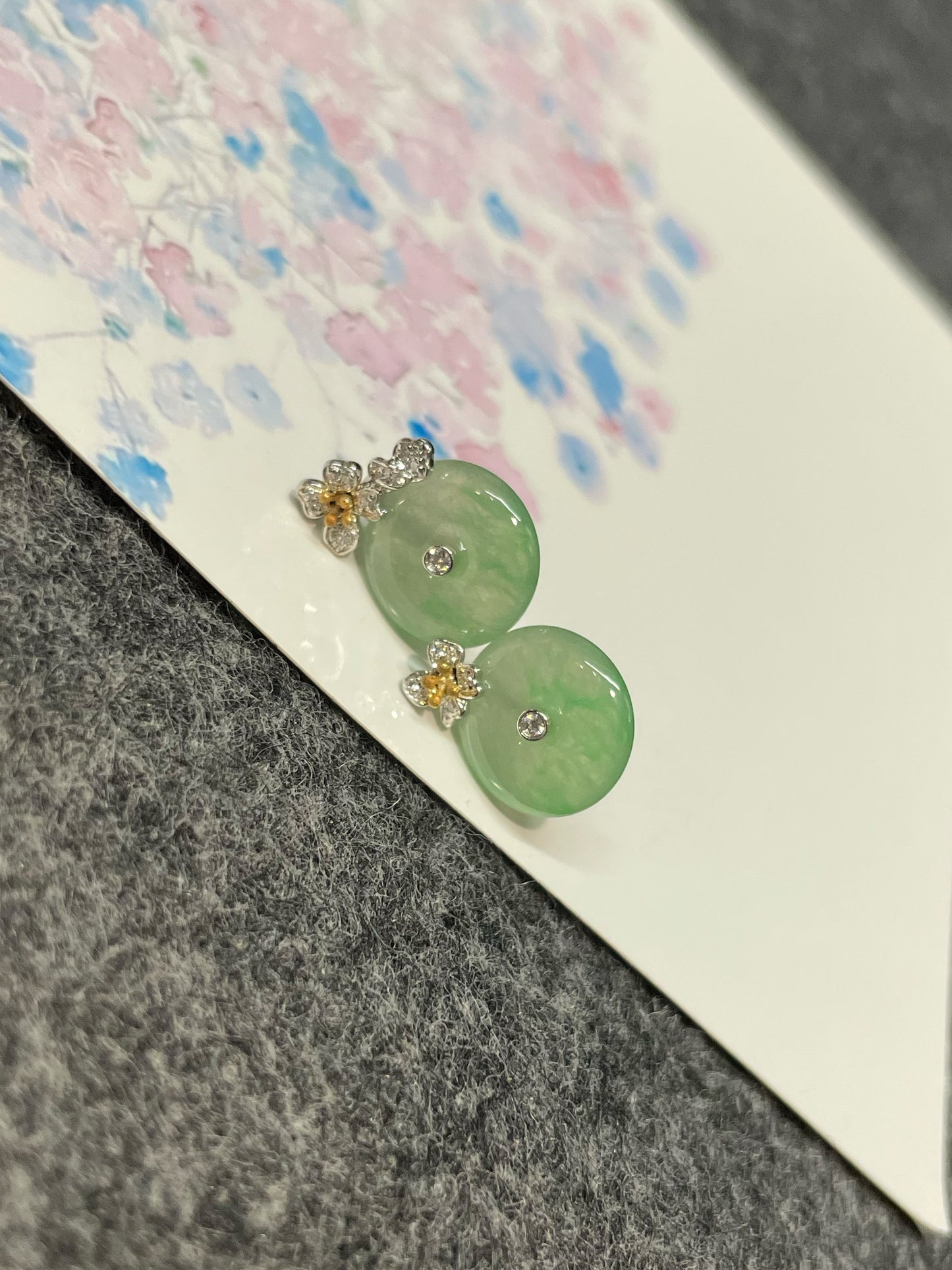 Icy Green Jade Earrings - Safety Coin (NJE151)