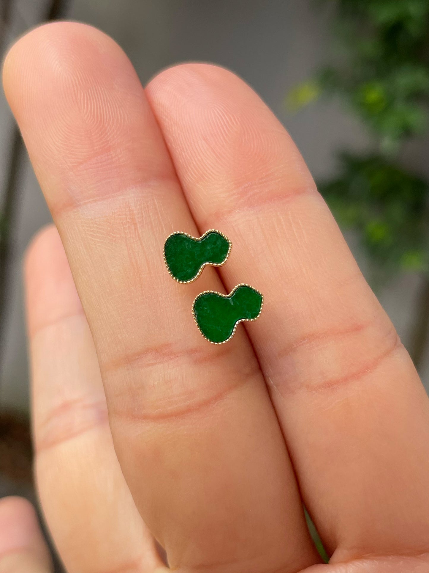 Green Jadeite Earrings - Hu Lu 葫芦 (NJE155)