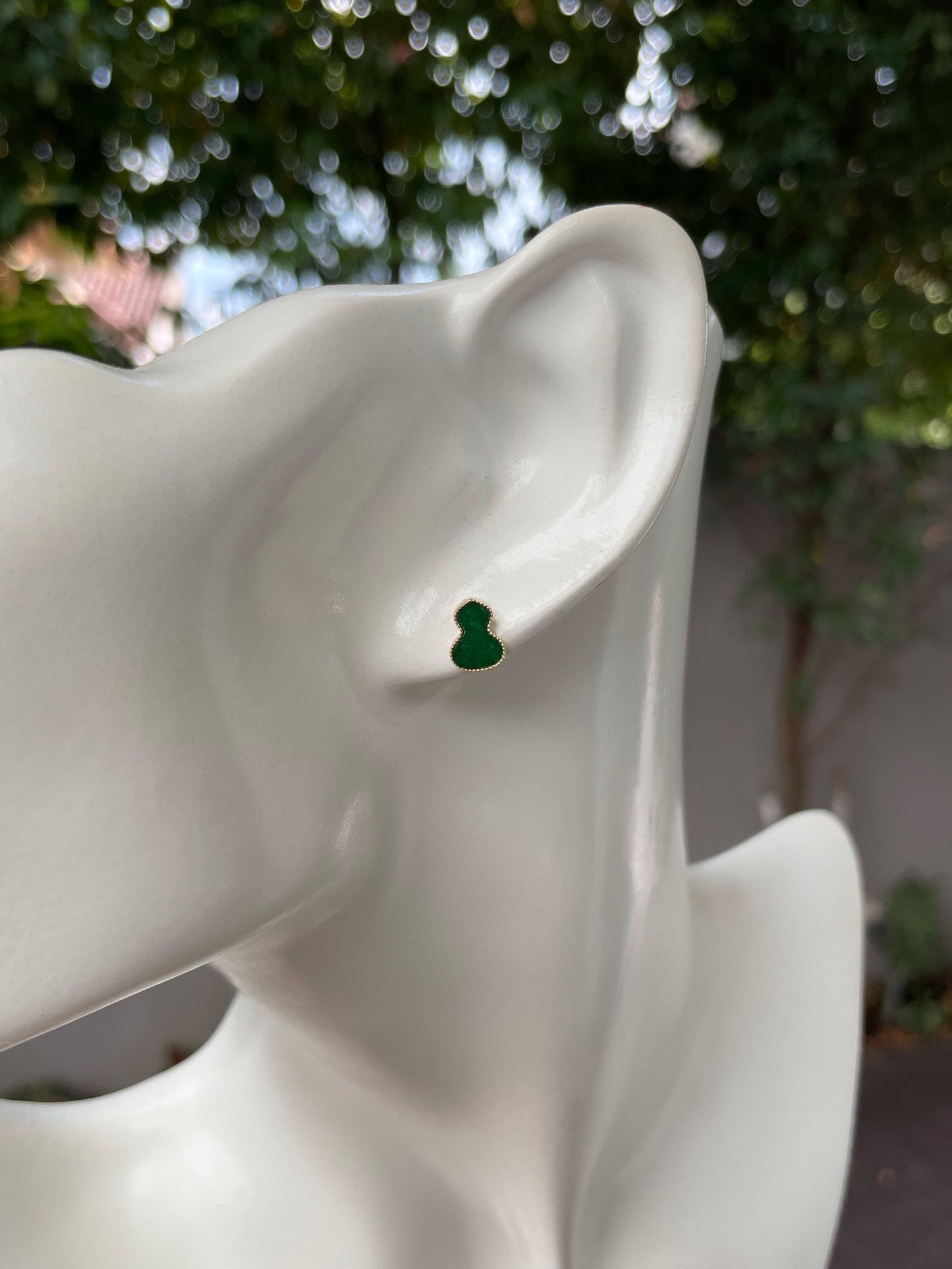 Green Jadeite Earrings - Hu Lu 葫芦 (NJE155)