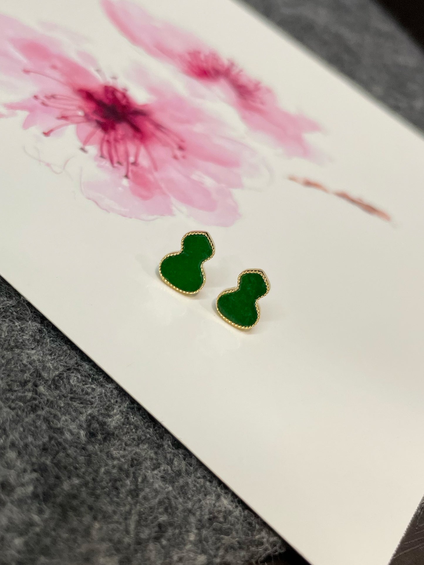 Green Jadeite Earrings - Hu Lu 葫芦 (NJE155)