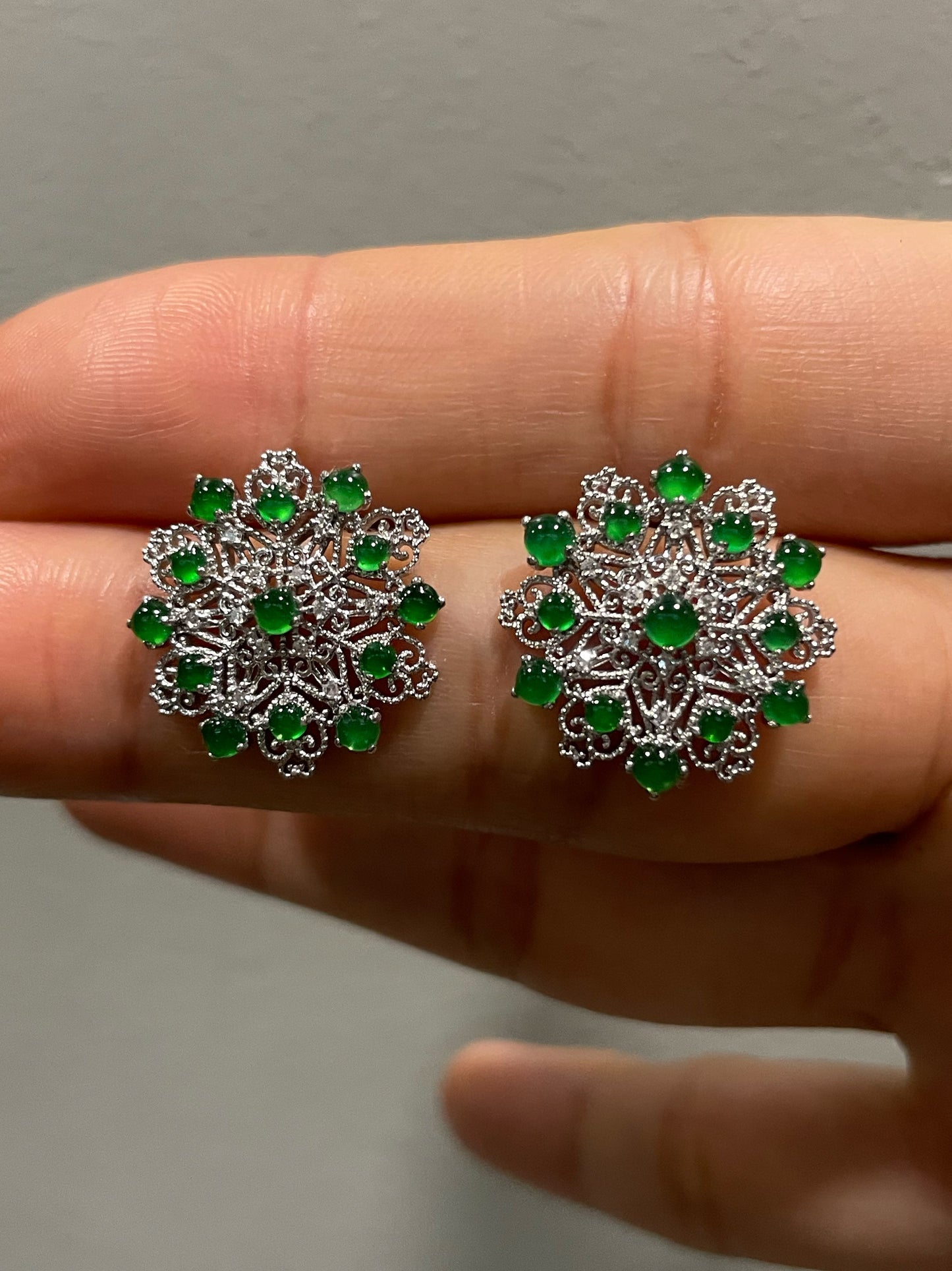Green Jade Earrings - Cabochons (NJE167)