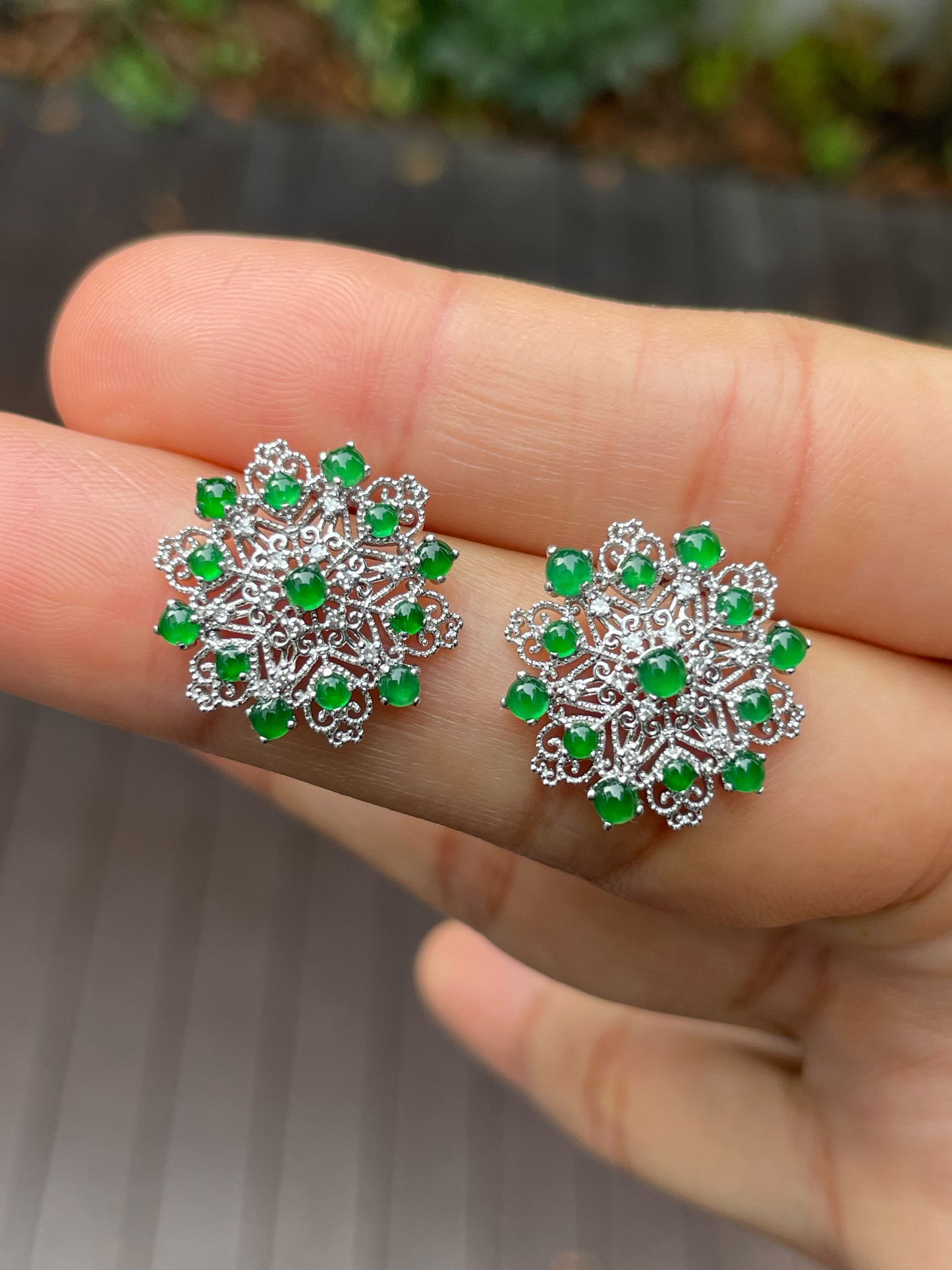 Green Jade Earrings - Cabochons (NJE167)